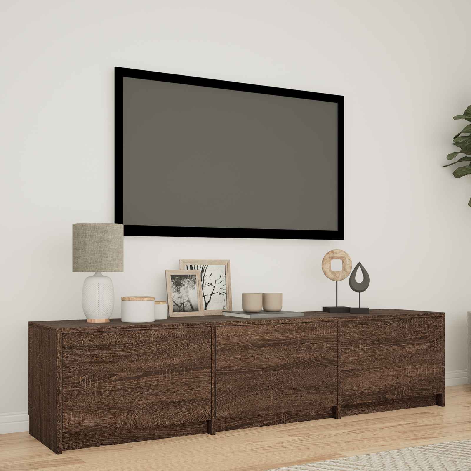 Meuble TV avec LED avec LED Chêne brun 165 x 34 x 40 cm - XIOS