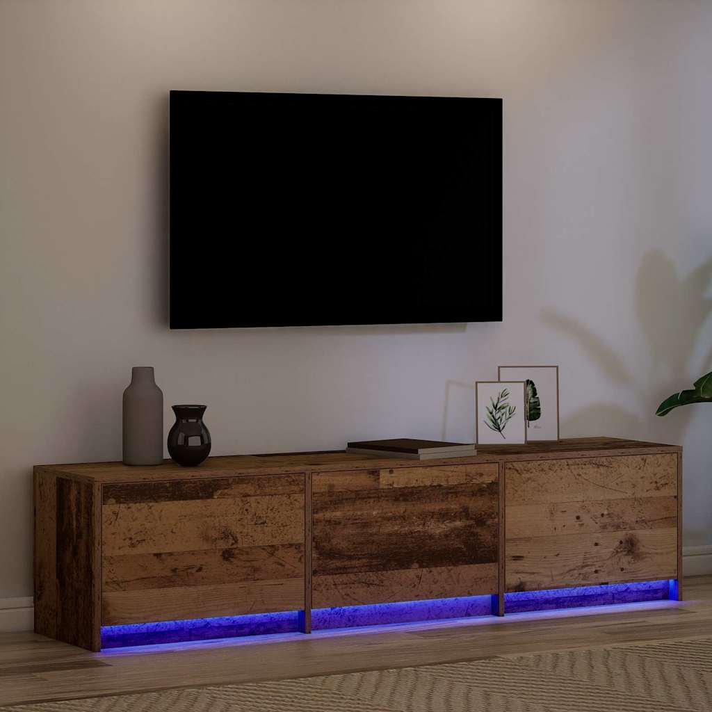 Armoire TV avec LEDs avec tiroir Bois Ancien 162 x 34 x 40 cm - XIOS