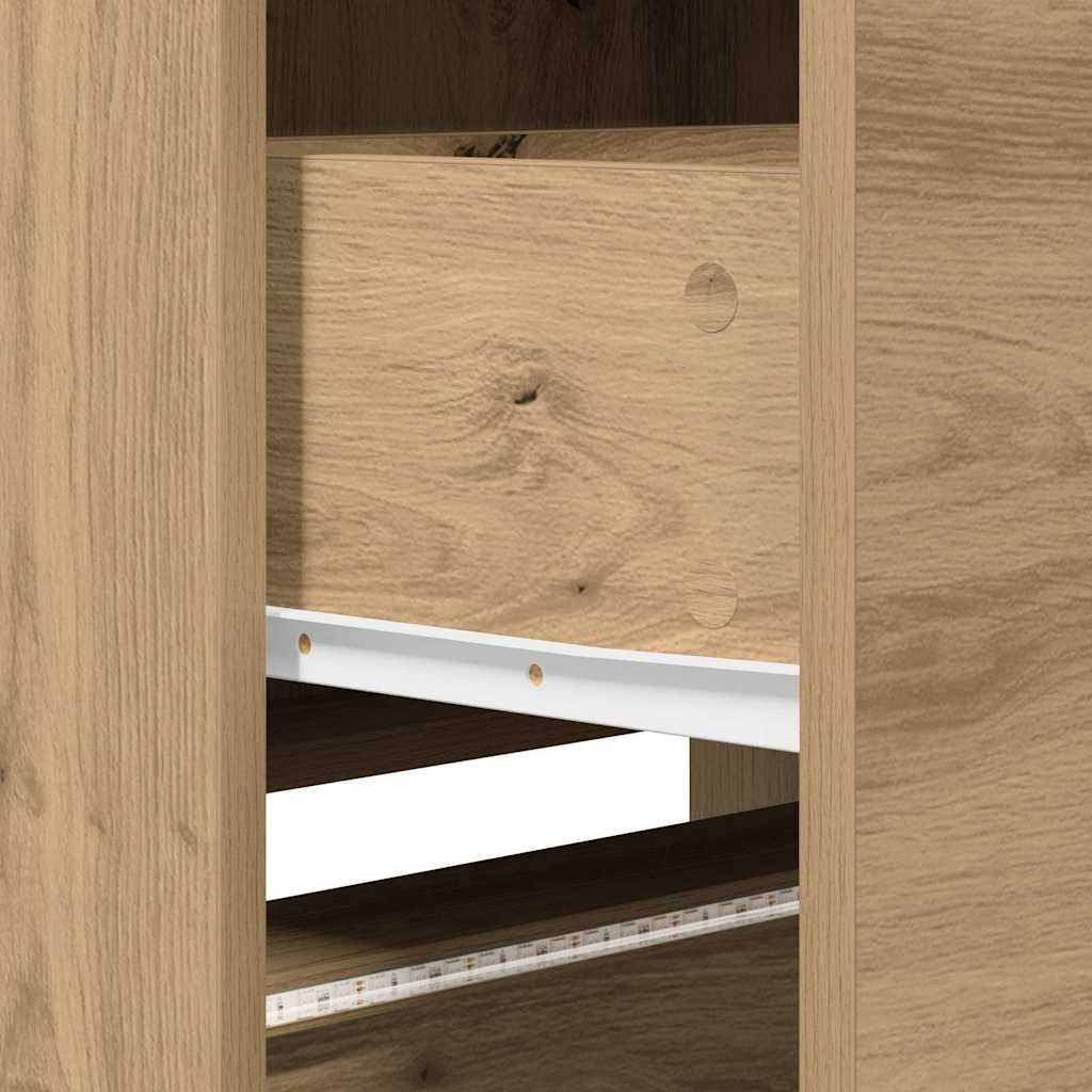 Armoire TV avec LEDs avec tiroir Chêne artisan 162 x 34 x 40 cm - XIOS