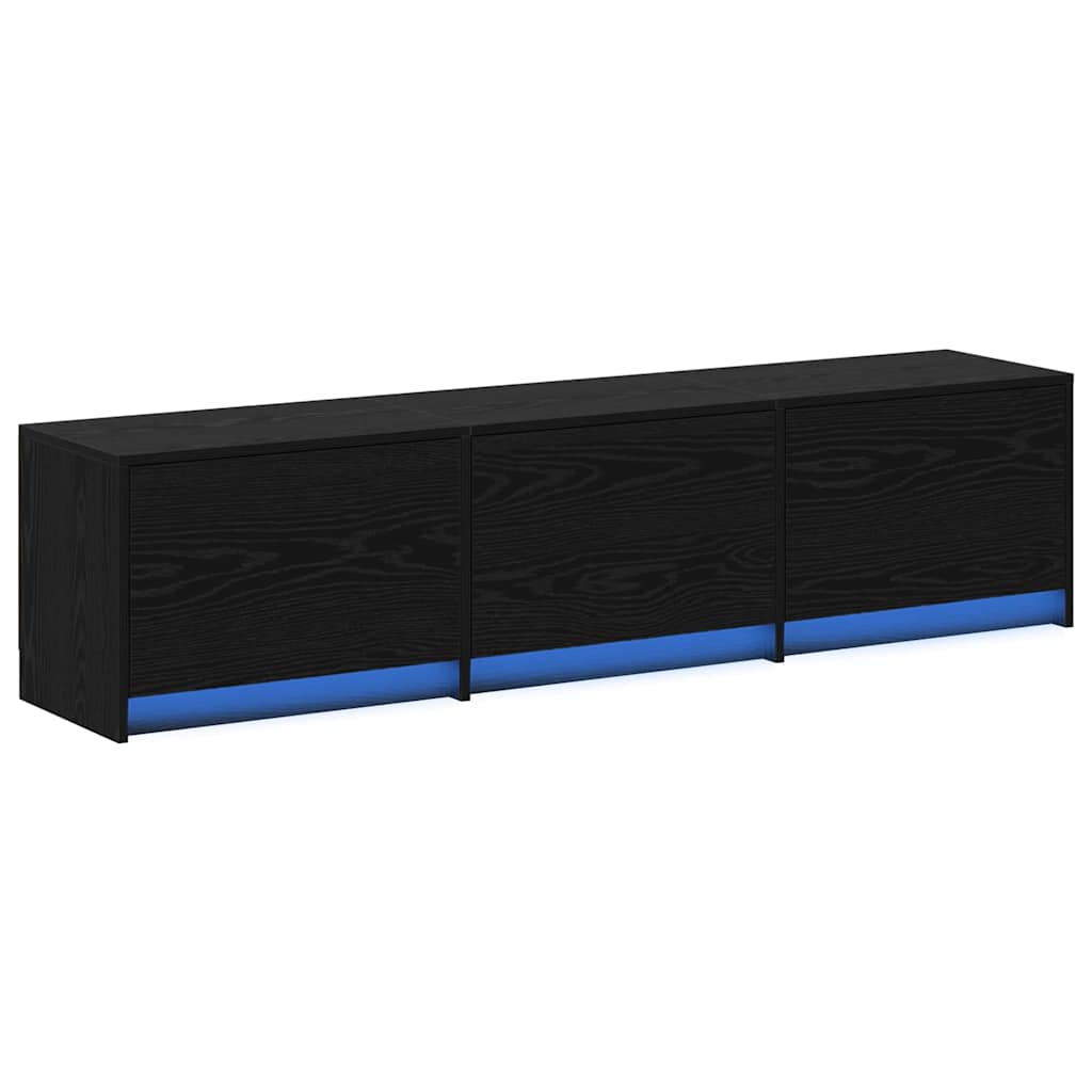 Armoire TV avec LEDs avec tiroir Chêne noir 162 x 34 x 40 cm - XIOS