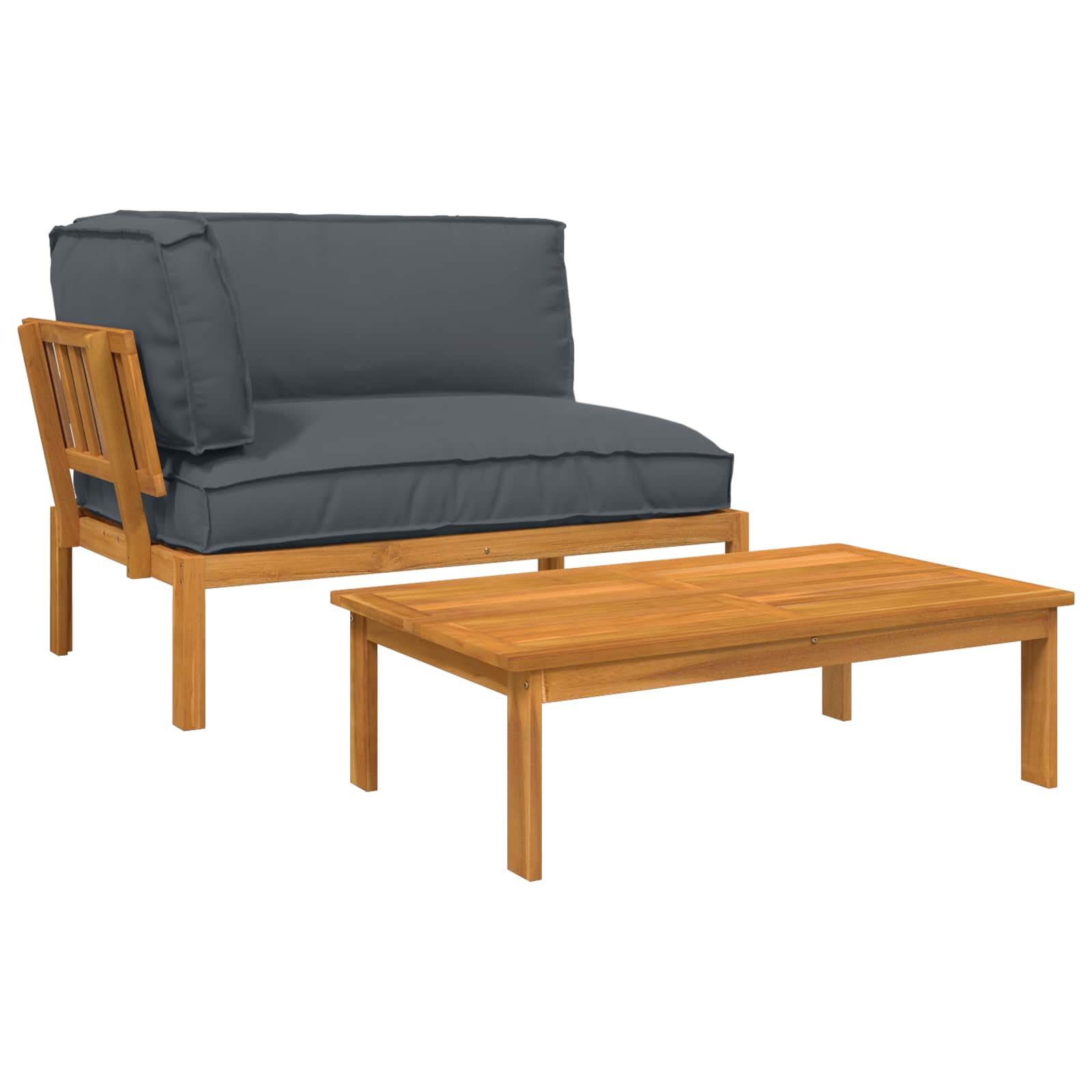 Ensemble de Canapés 2 pc Anthracite Bois d'Acacia Massif