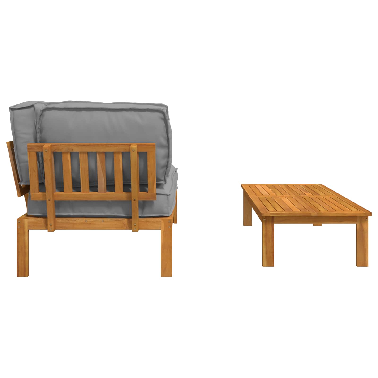 Ensemble de Canapés Uni 2 pcs Gris Bois d'Acacia Massif