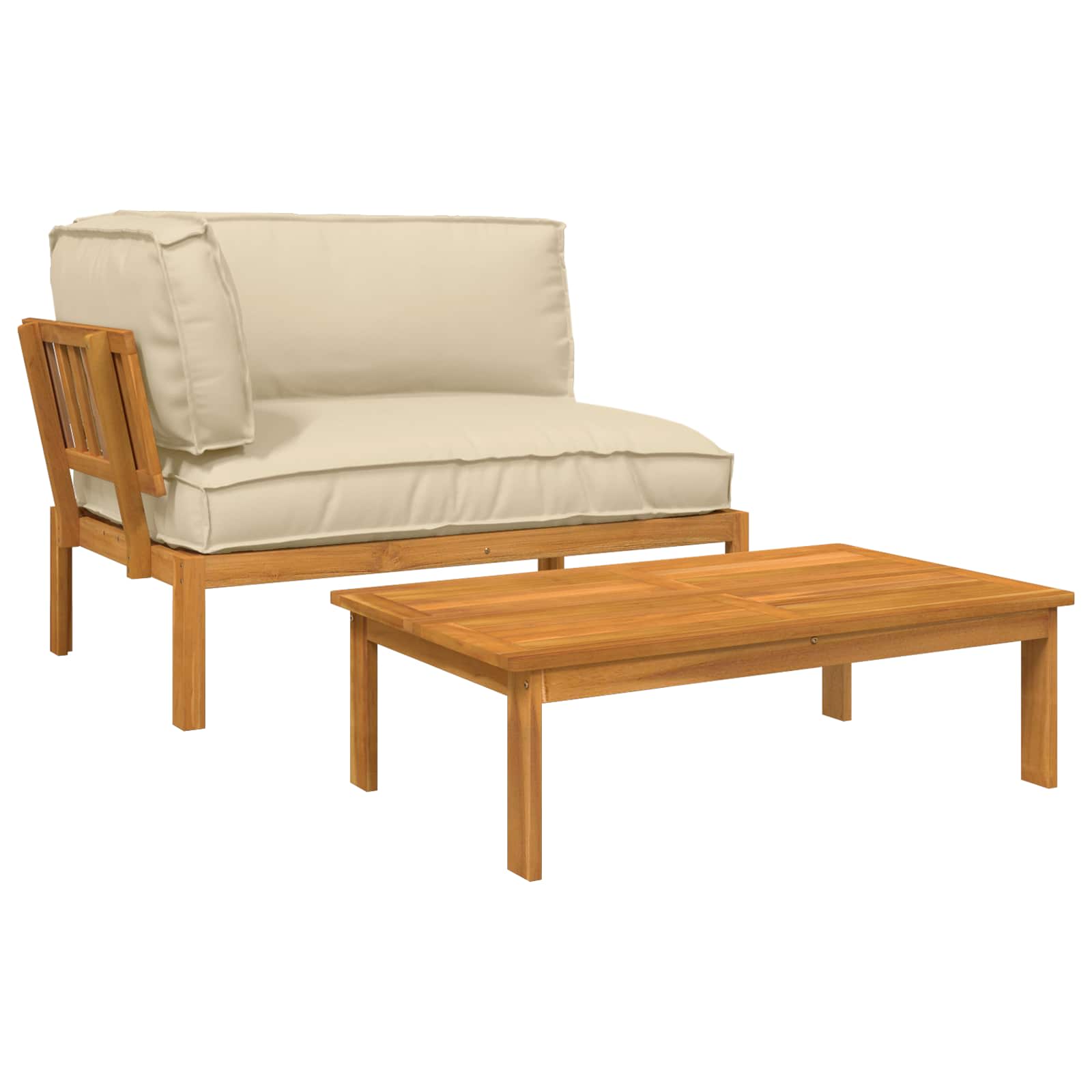 Ensemble de Canapés Uni 2 pcs Beige Bois d'Acacia Massif