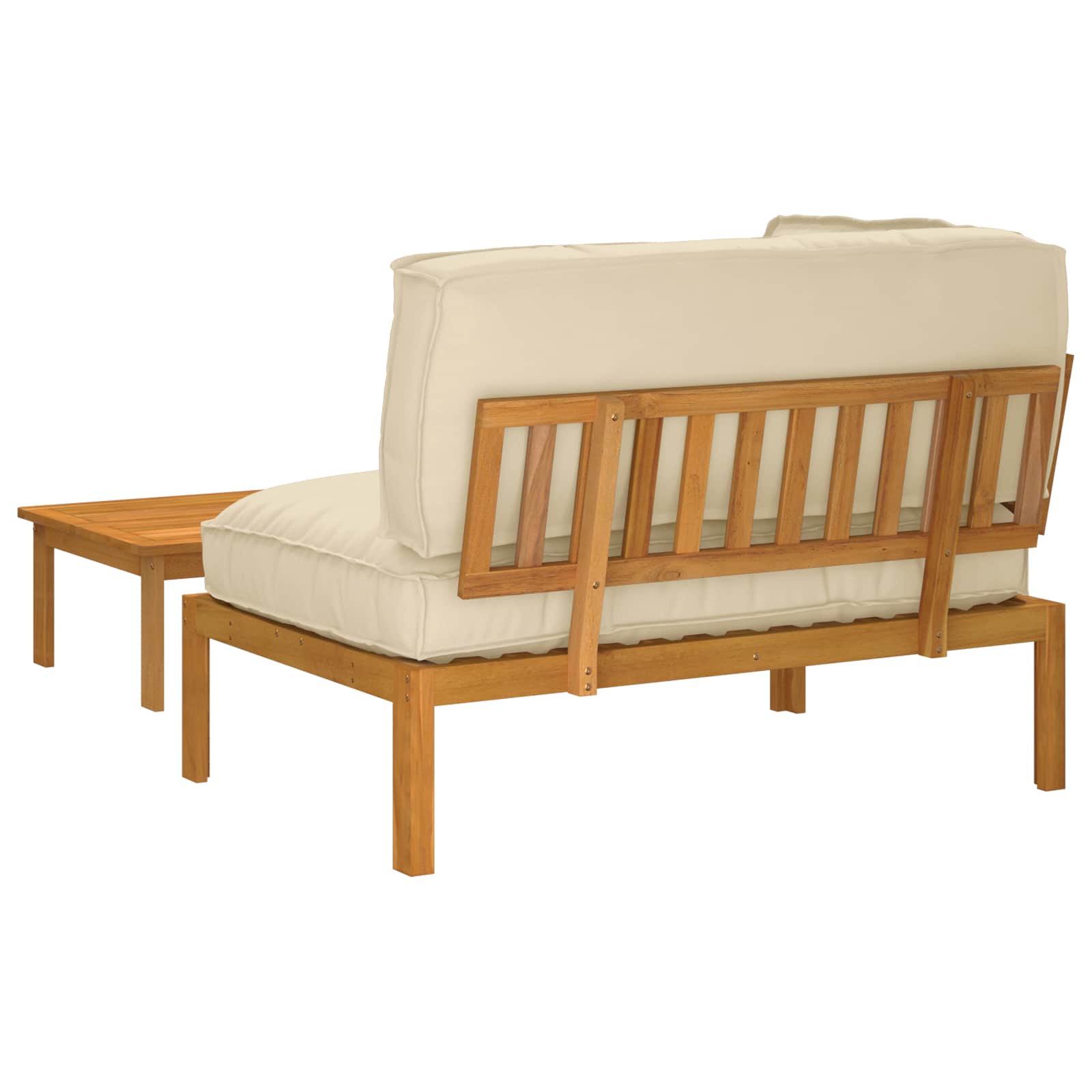 Ensemble de Canapés Uni 2 pcs Beige Bois d'Acacia Massif