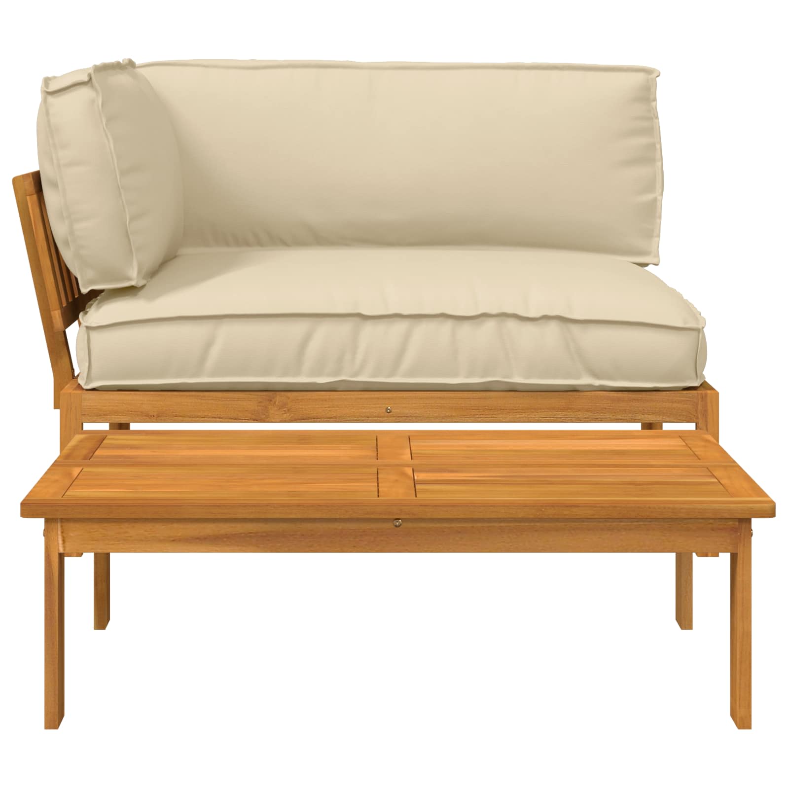 Ensemble de Canapés Uni 2 pcs Beige Bois d'Acacia Massif