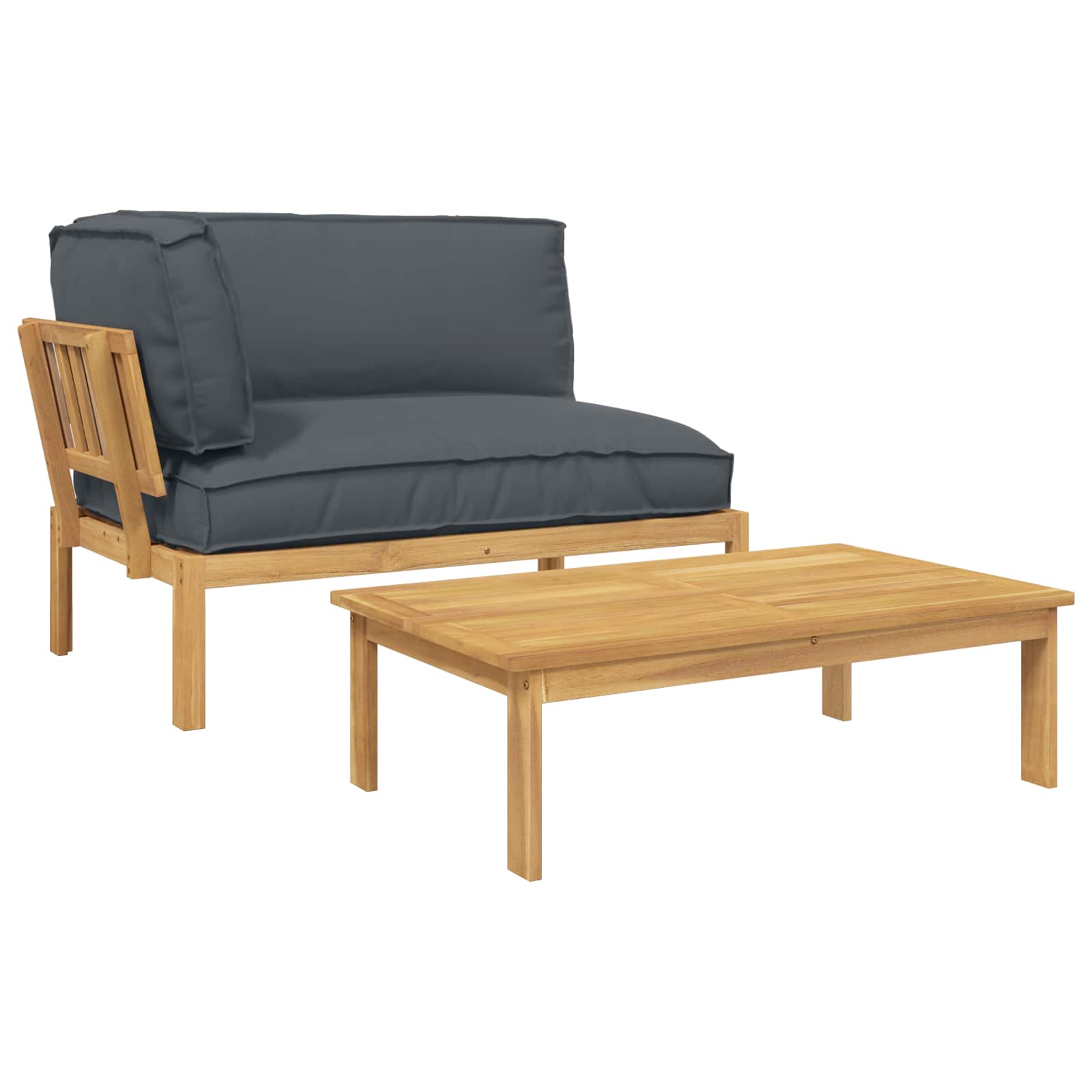 Ensemble de Canapés Uni 2 pcs Anthracite Bois d'Acacia Massif