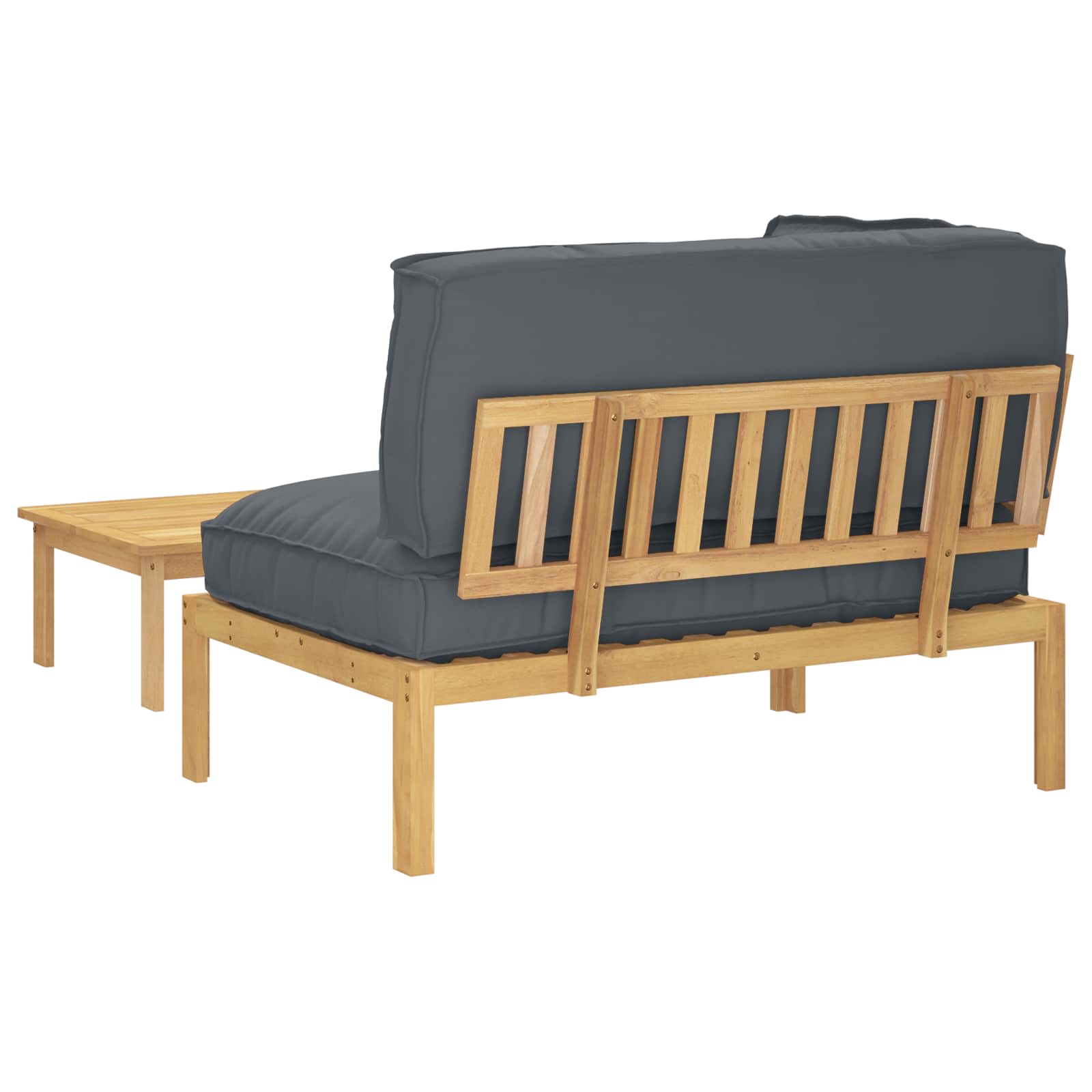 Ensemble de Canapés Uni 2 pcs Anthracite Bois d'Acacia Massif