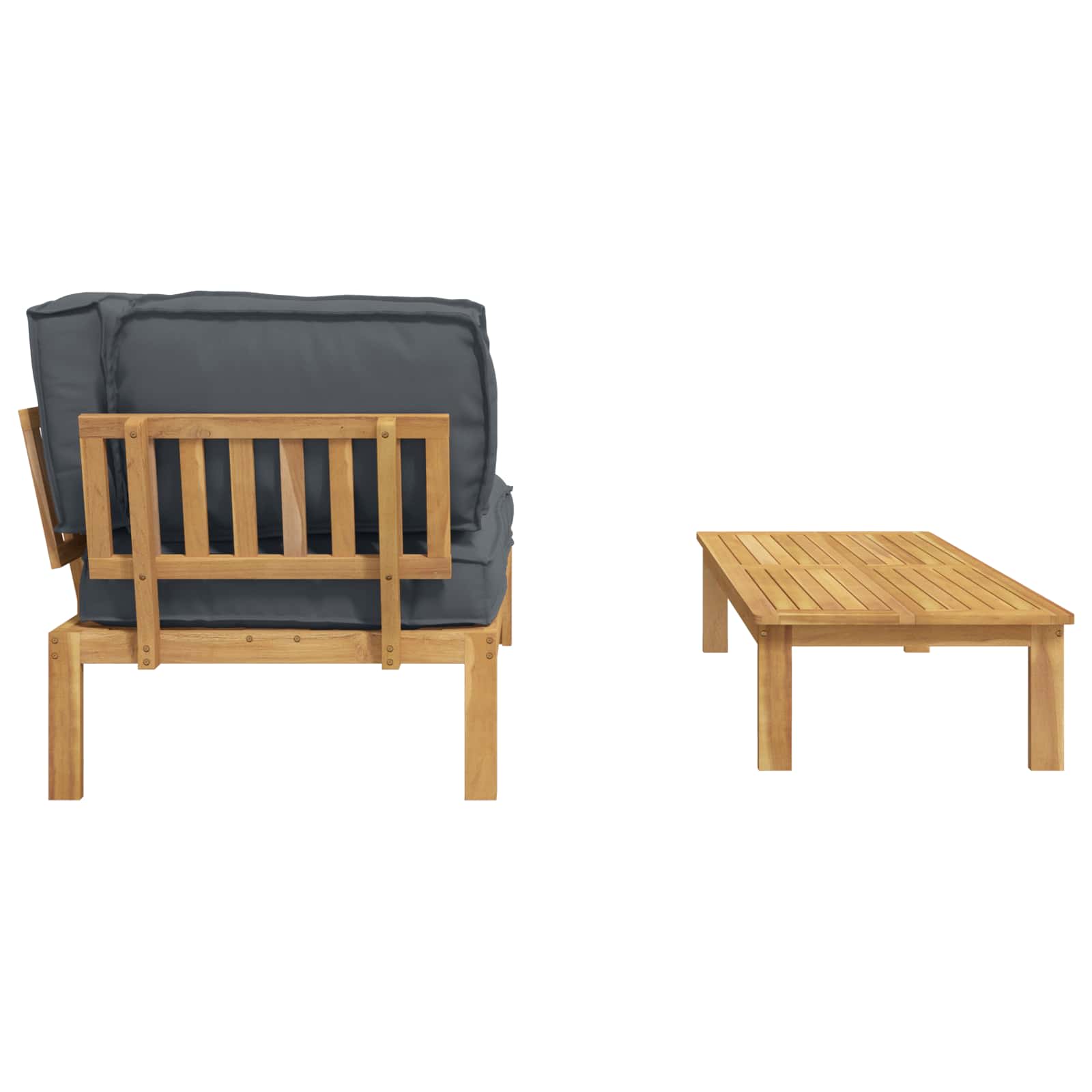 Ensemble de Canapés Uni 2 pcs Anthracite Bois d'Acacia Massif