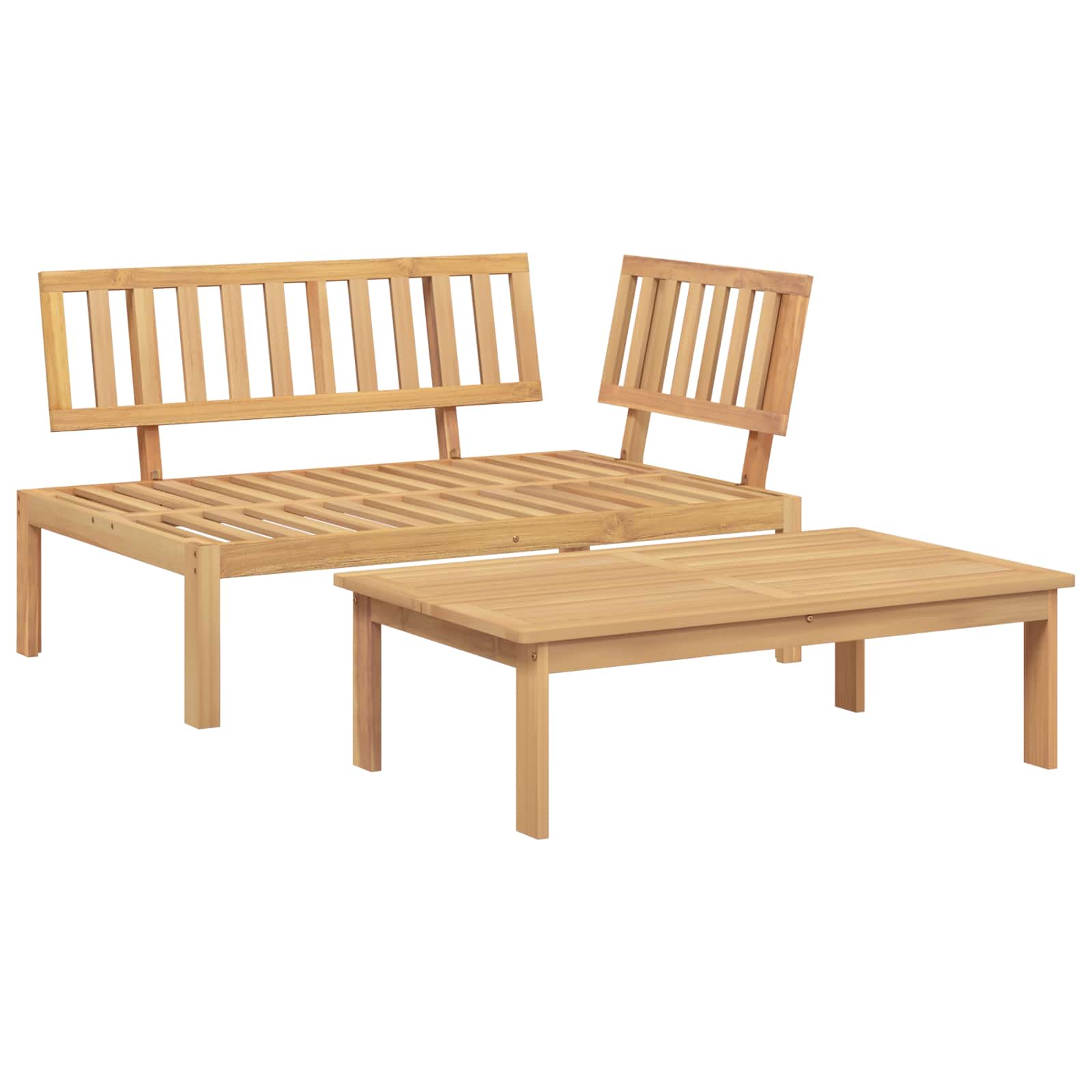 Ensemble de Canapés Uni 2 pcs Taupe Bois d'Acacia Massif