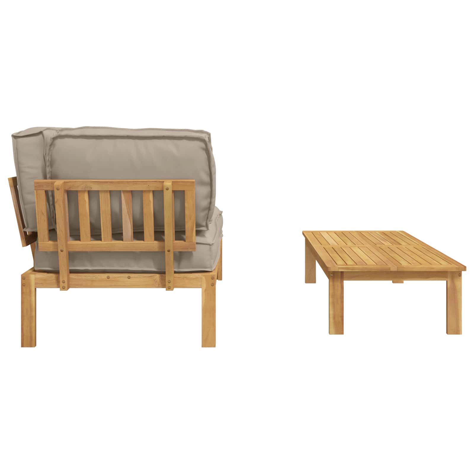 Ensemble de Canapés Uni 2 pcs Taupe Bois d'Acacia Massif