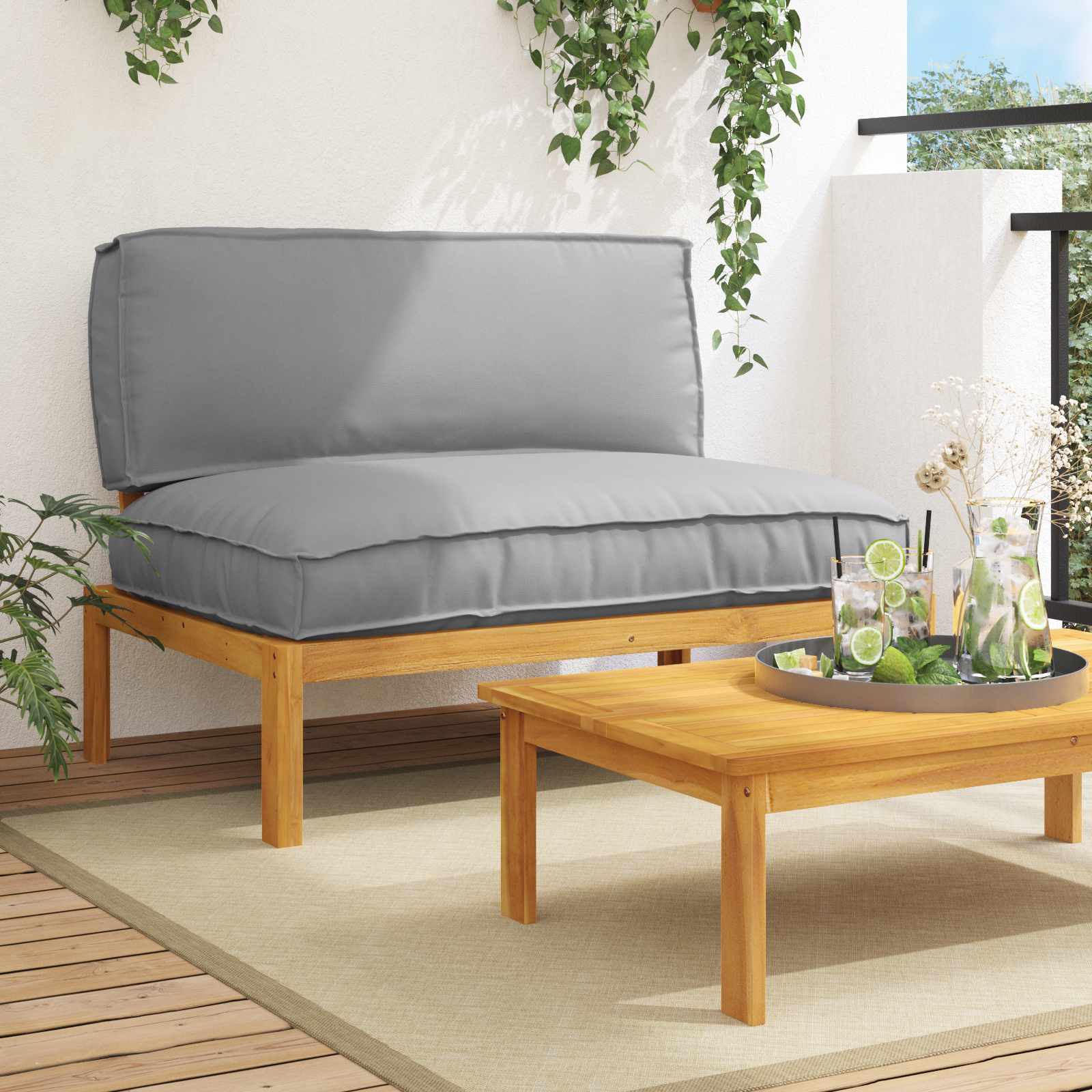 Ensemble de Canapés Gris 120 x 92 x 69 cm Bois d'Acacia Massif