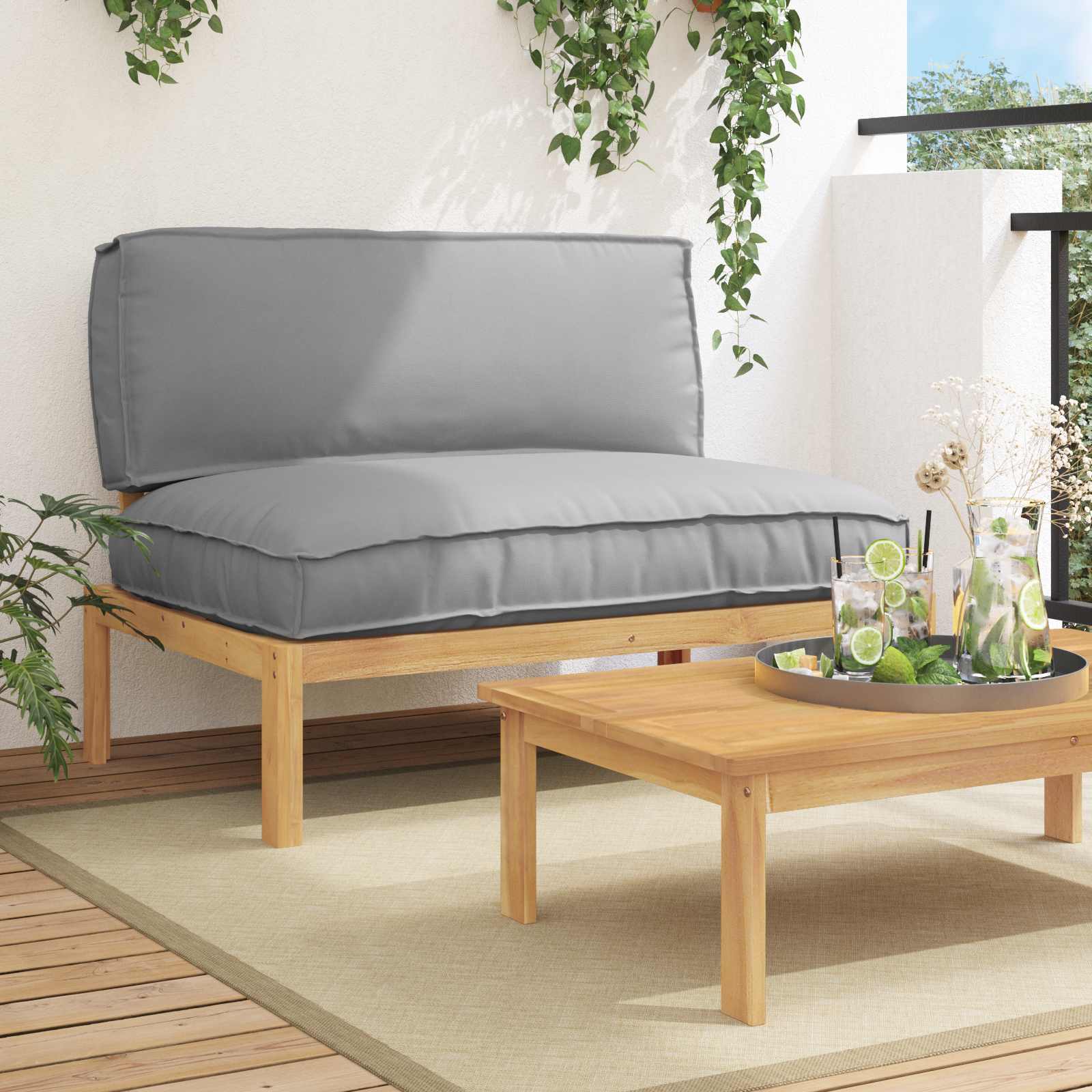 Ensemble de Canapés Gris 120 x 92 x 69 cm Bois d'Acacia Massif