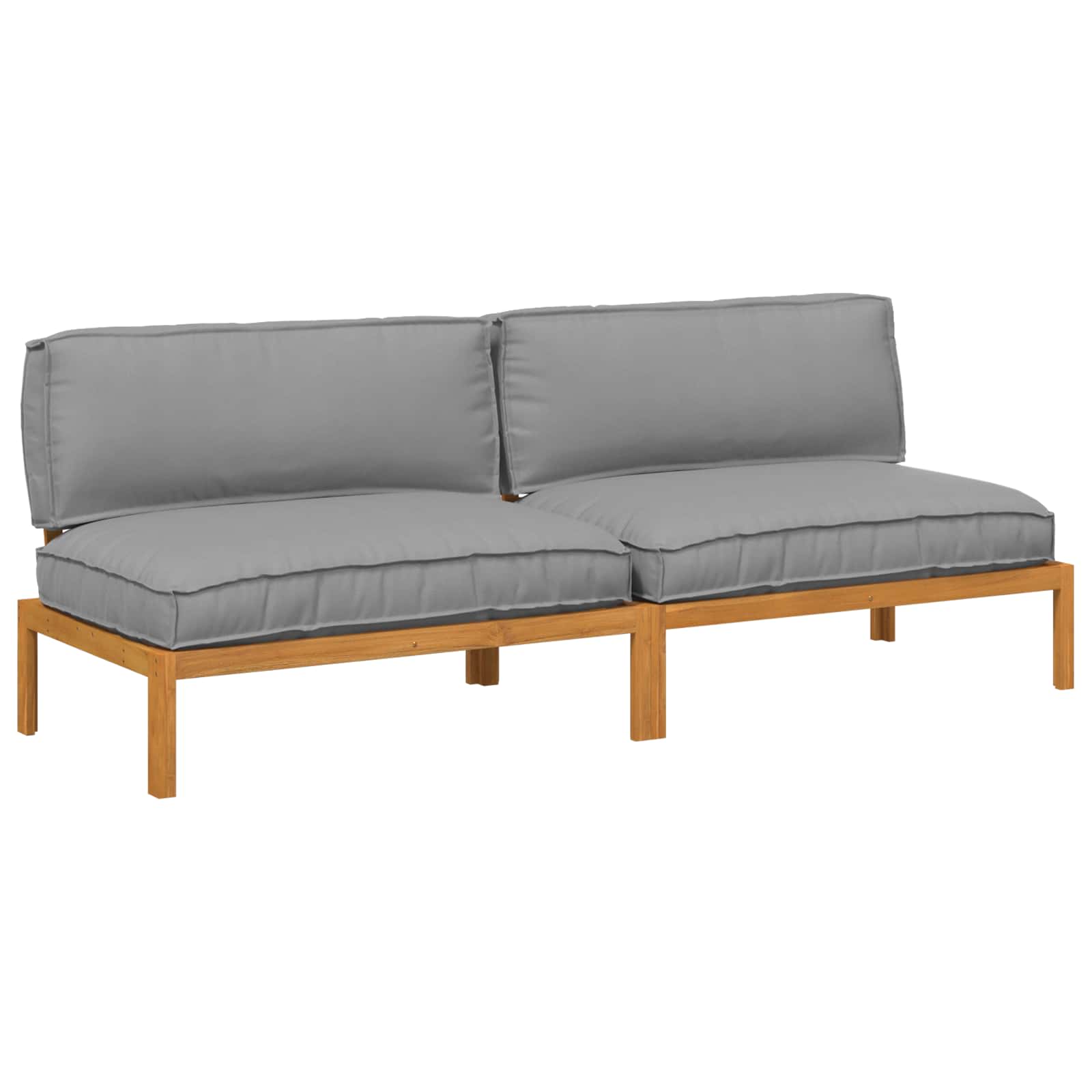 Ensemble de Canapés Uni 2 pcs Gris Bois d'Acacia Massif