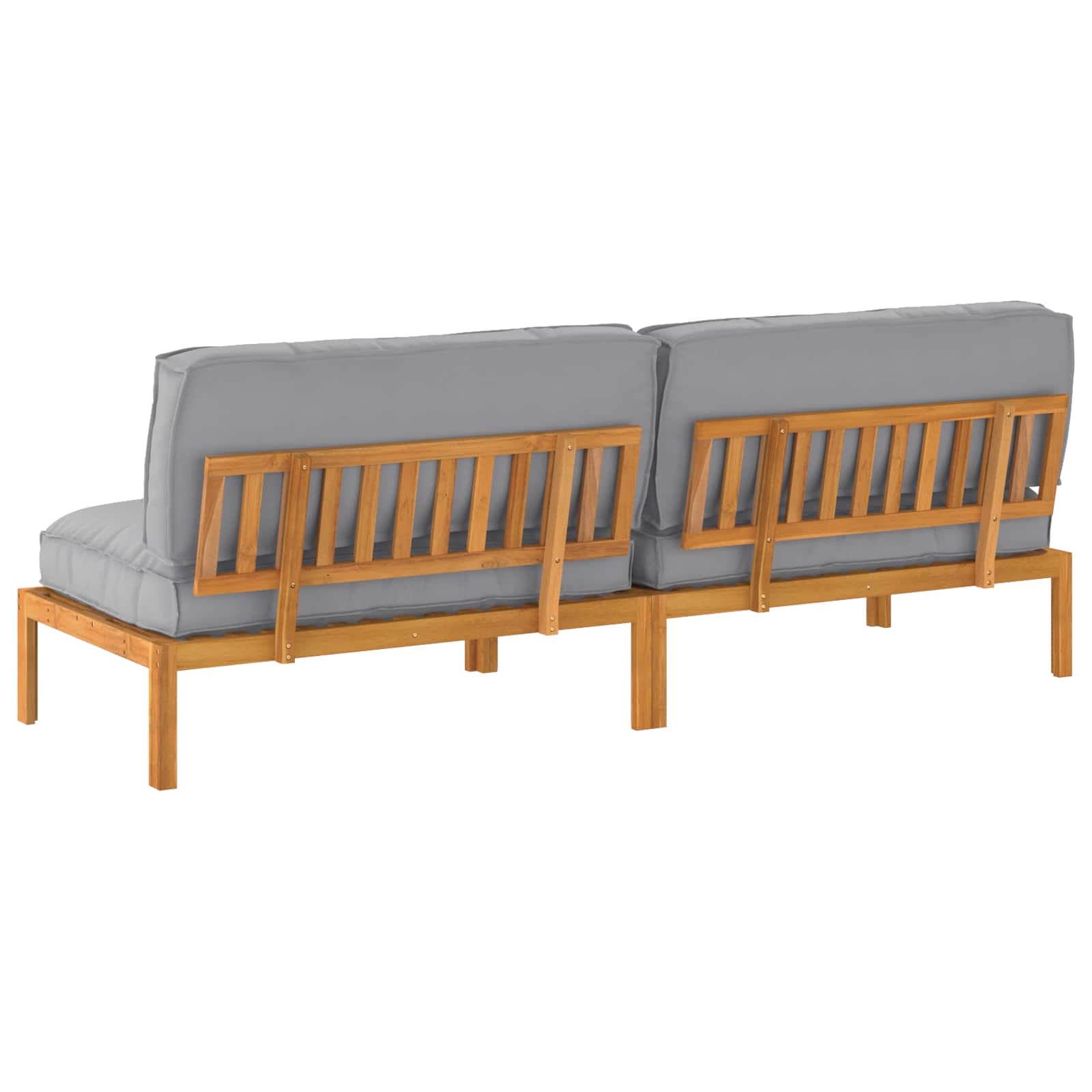 Ensemble de Canapés Uni 2 pcs Gris Bois d'Acacia Massif