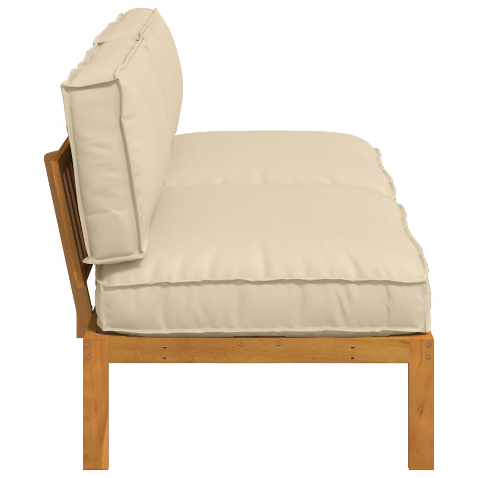 Ensemble de Canapés Uni 2 pcs Beige Bois d'Acacia Massif