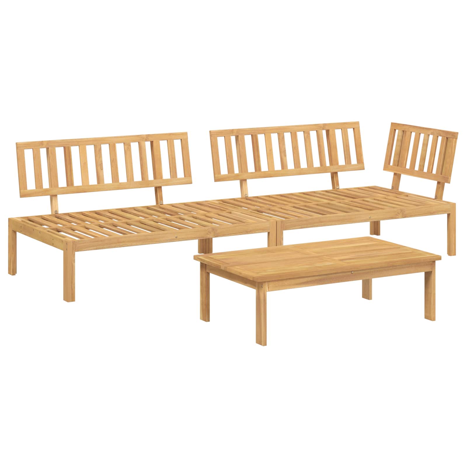 Ensemble de Canapés Uni 3 pcs Beige Bois d'Acacia Massif