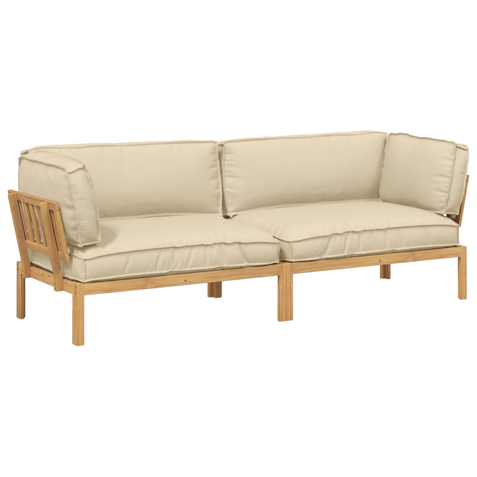 Ensemble de Canapés Uni 2 pcs Beige Bois d'Acacia Massif