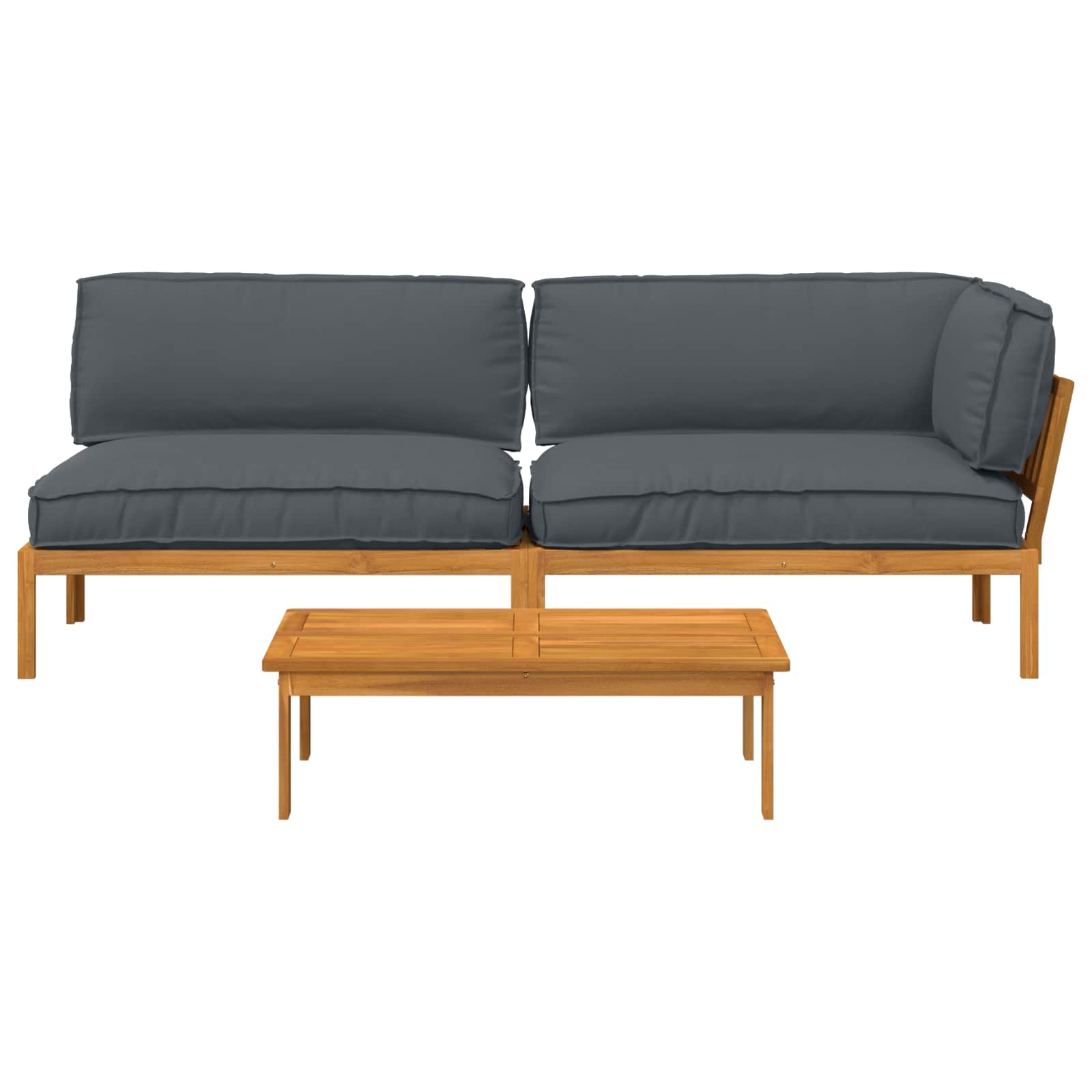 Ensemble de Canapés Uni 3 pcs Anthracite Bois d'Acacia Massif