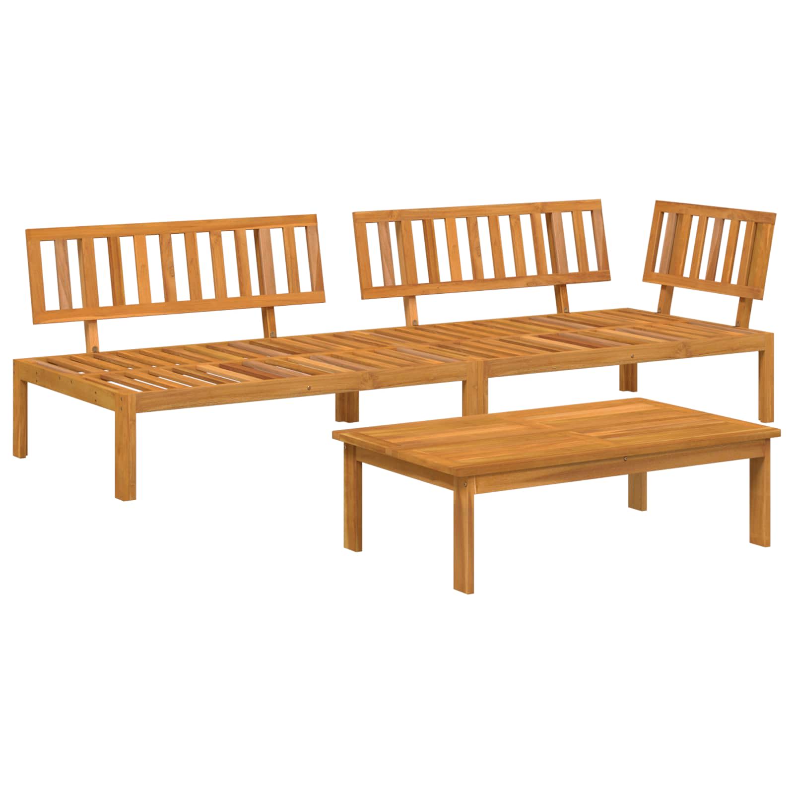Ensemble de Canapés Uni 3 pcs Crème Bois d'Acacia Massif