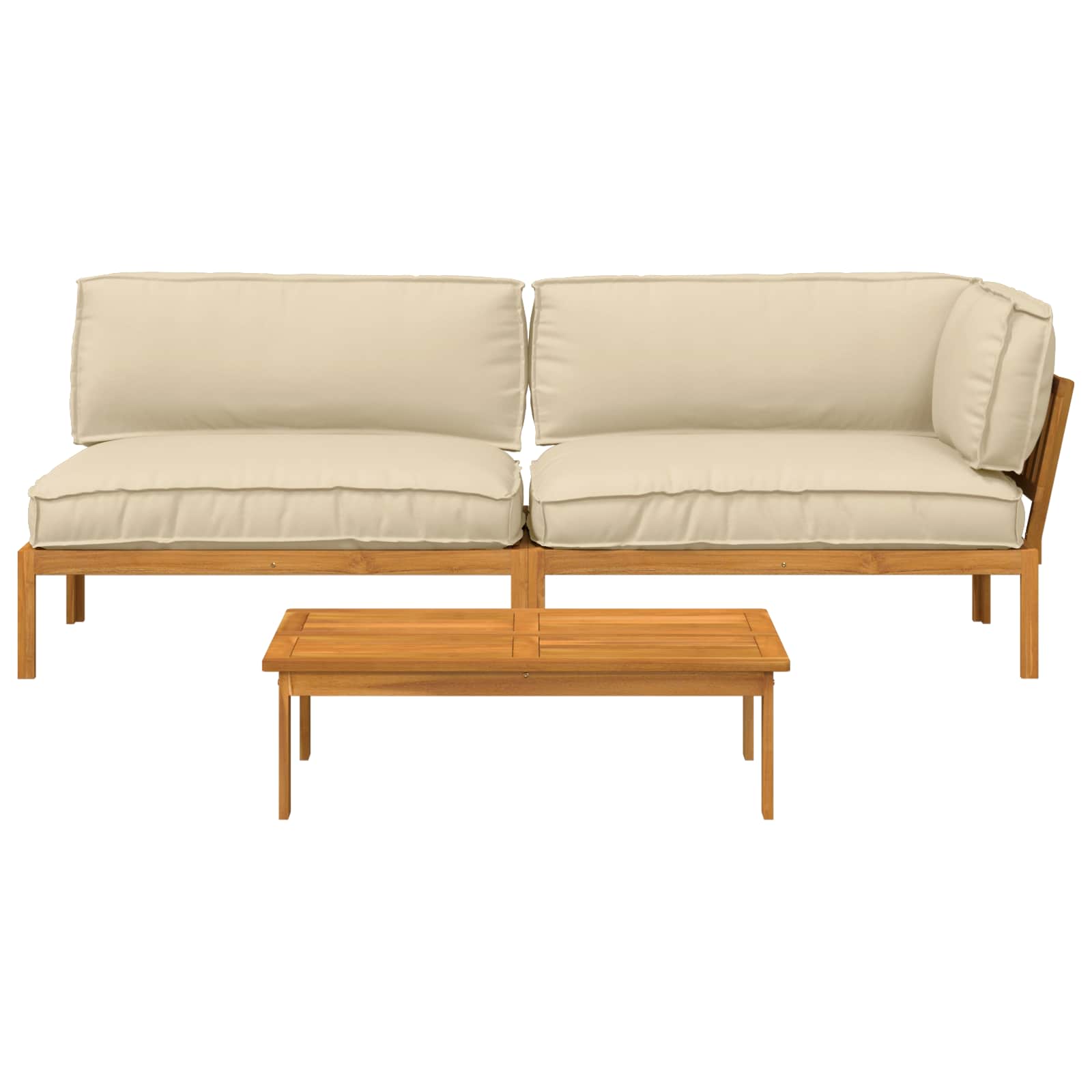 Ensemble de Canapés Uni 3 pcs Beige Bois d'Acacia Massif