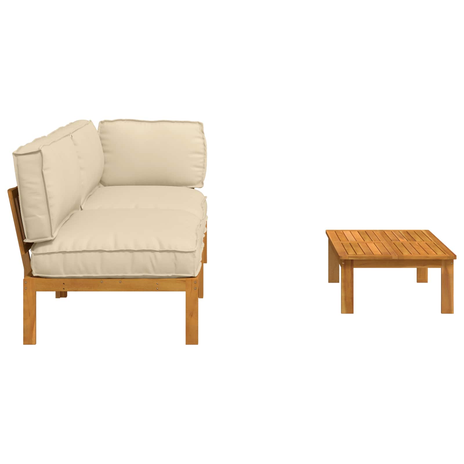 Ensemble de Canapés Uni 3 pcs Beige Bois d'Acacia Massif