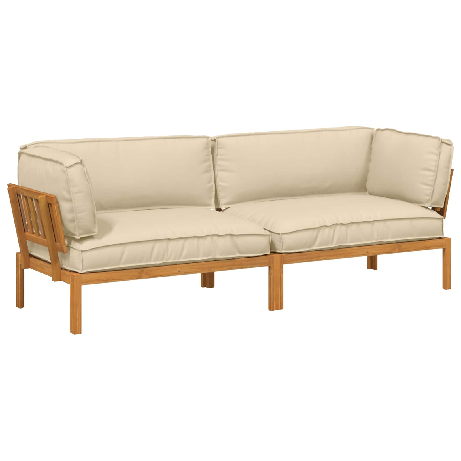 Ensemble de Canapés Uni 2 pcs Beige Bois d'Acacia Massif