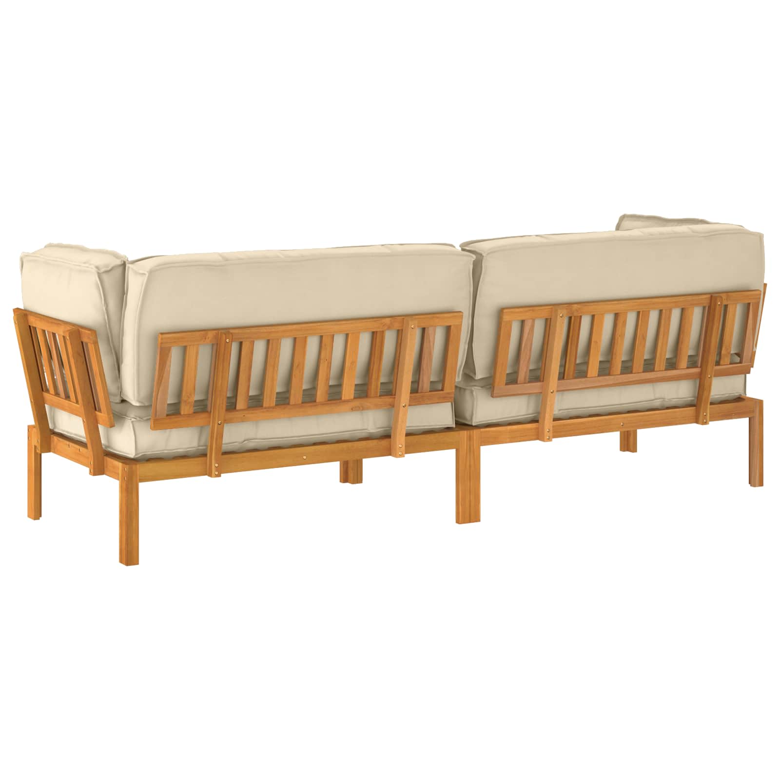Ensemble de Canapés Uni 2 pcs Beige Bois d'Acacia Massif