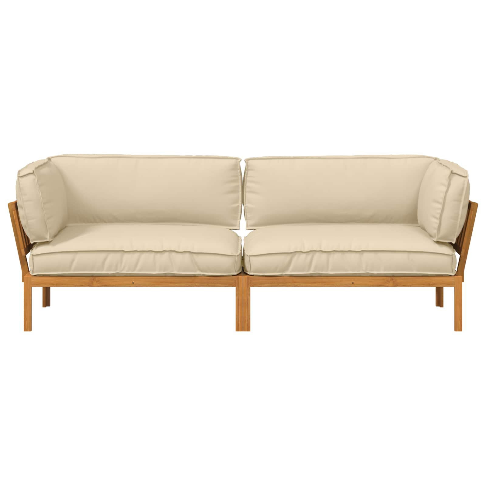 Ensemble de Canapés Uni 2 pcs Beige Bois d'Acacia Massif