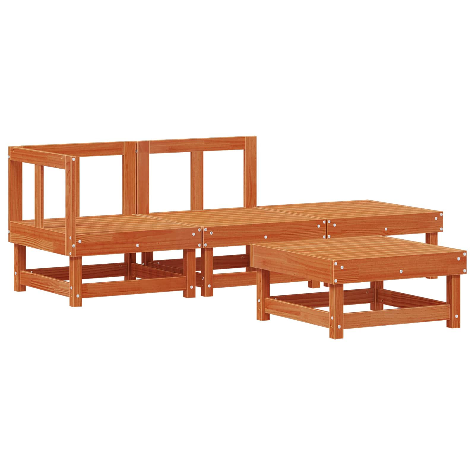 Ensemble de salon de jardin 4 pcs Brun cire Bois de pin massif - XIOS