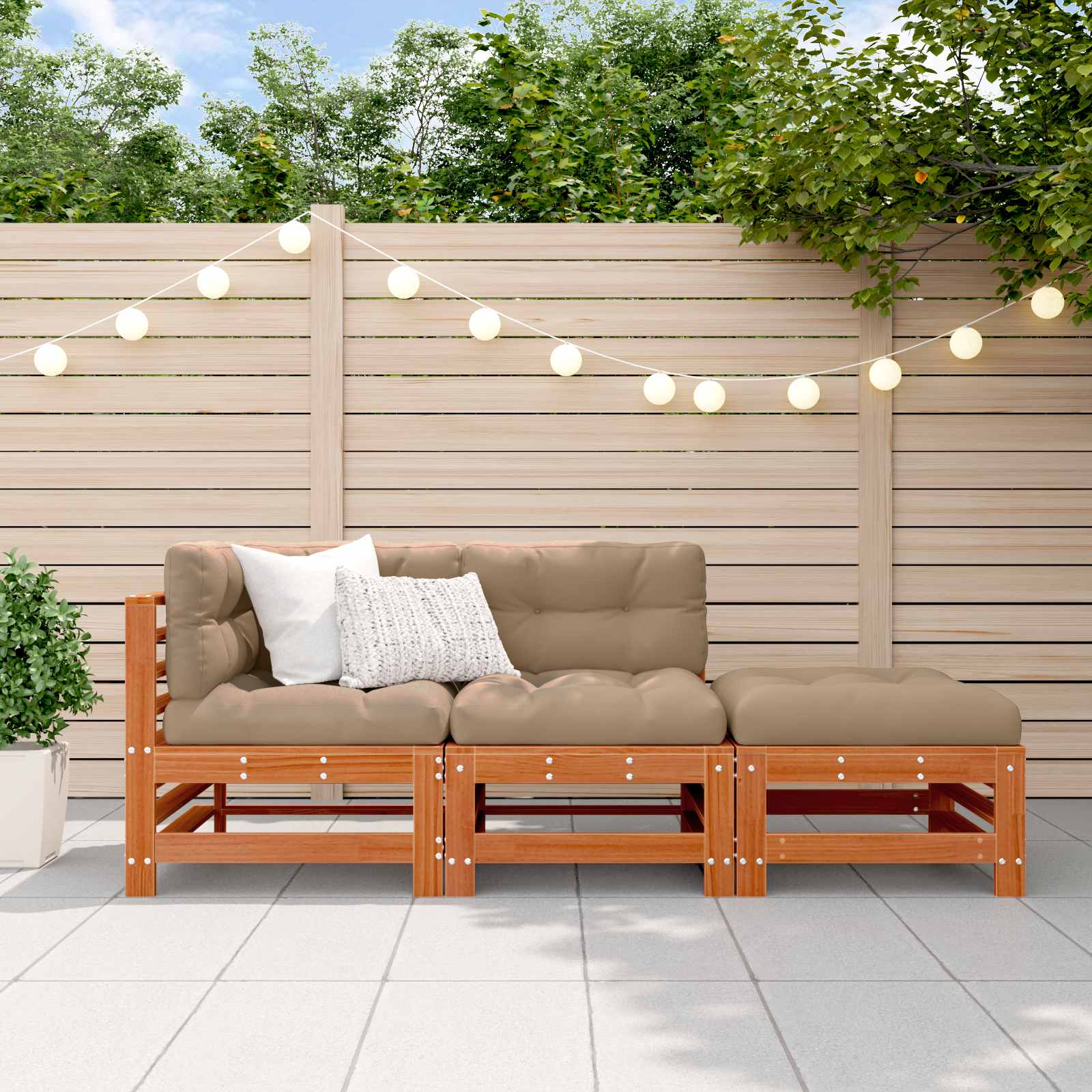 Ensemble de salon de jardin 3 pcs Brun cire Bois de pin massif - XIOS