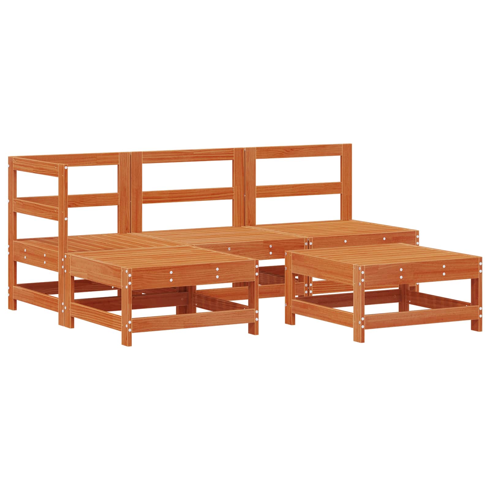 Ensemble de salon de jardin 5 pcs Brun cire Bois de pin massif - XIOS