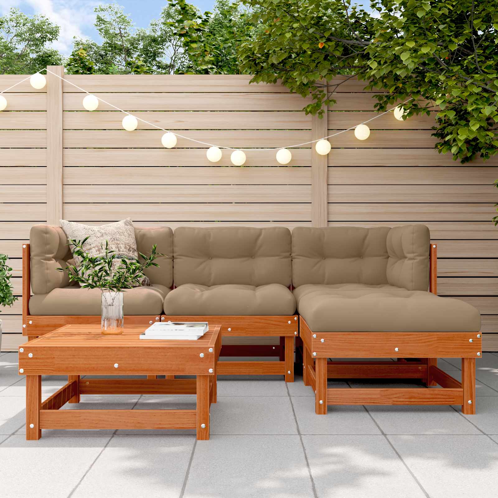 Ensemble de salon de jardin 5 pcs Brun Ciré Pin massif - XIOS