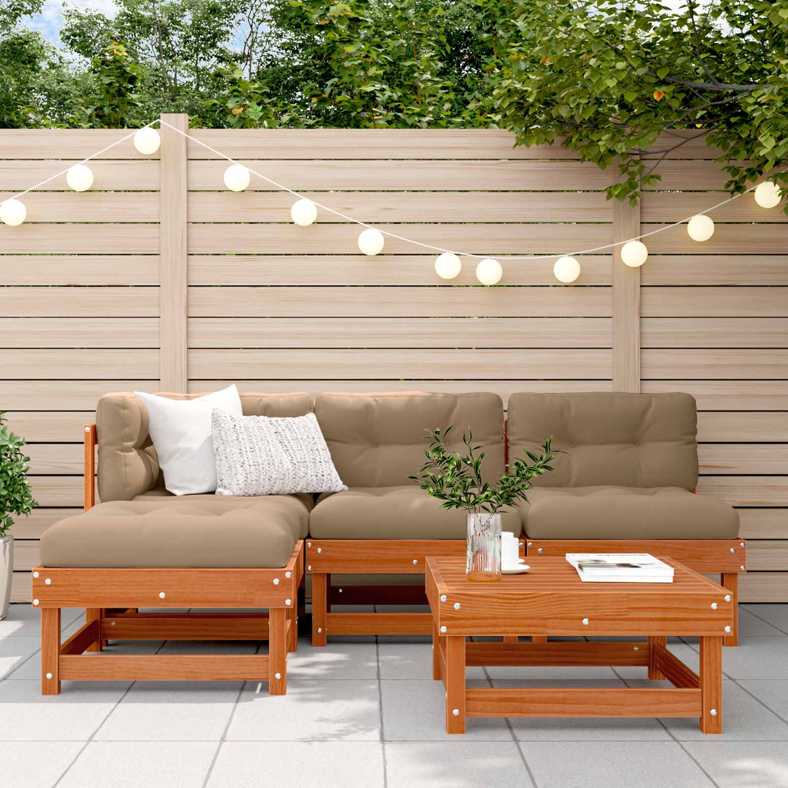 Ensemble de salon de jardin 13 pcs Brun cire Bois de pin massif - XIOS