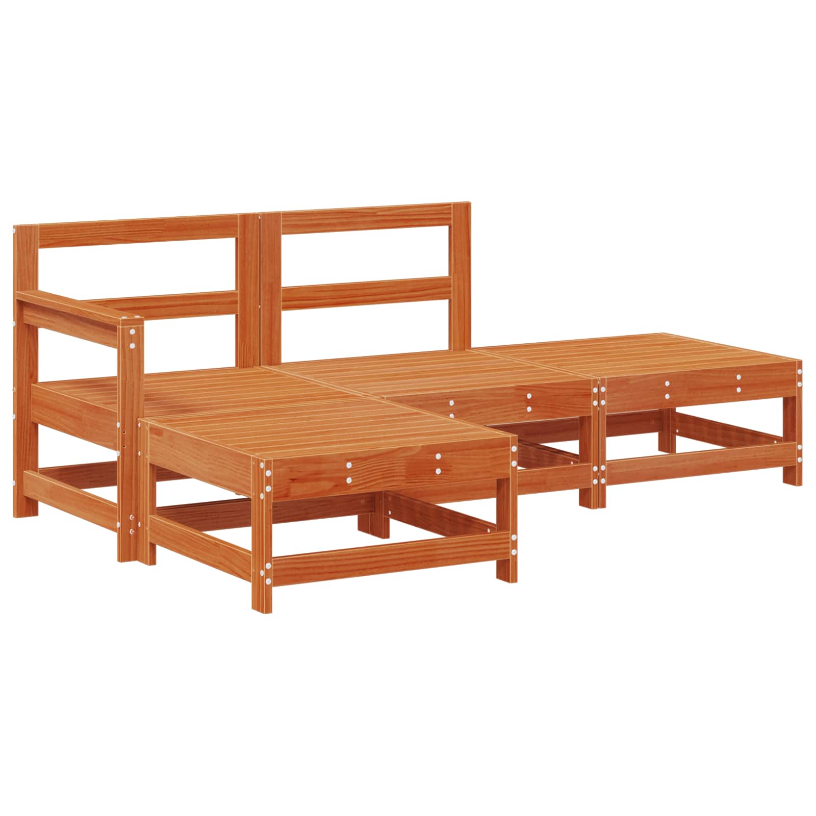Ensemble de salon de jardin 4 pcs Brun cire Bois de pin massif - XIOS