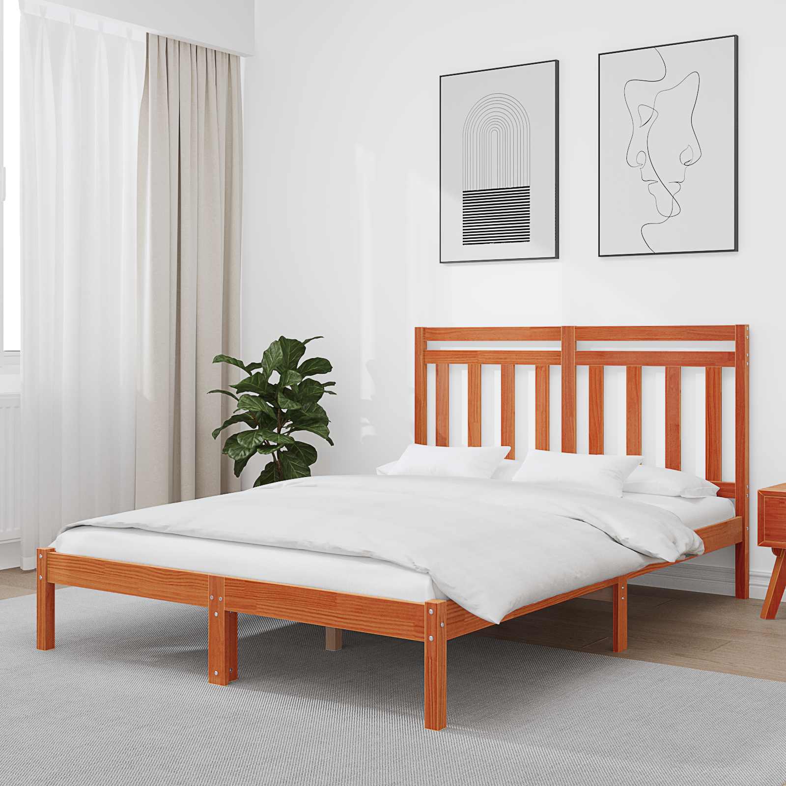 Cadre de lit Cire marron 205,5 x 145,5 x 100 cm - XIOS