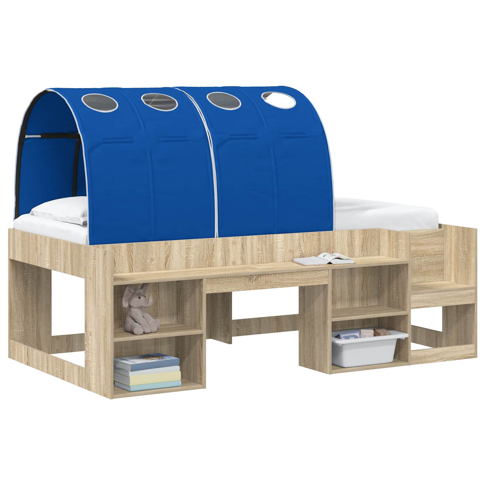 Tunnel de lit 2 pcs Bleu 211 x 67,5 x 2 cm Polyester - XIOS