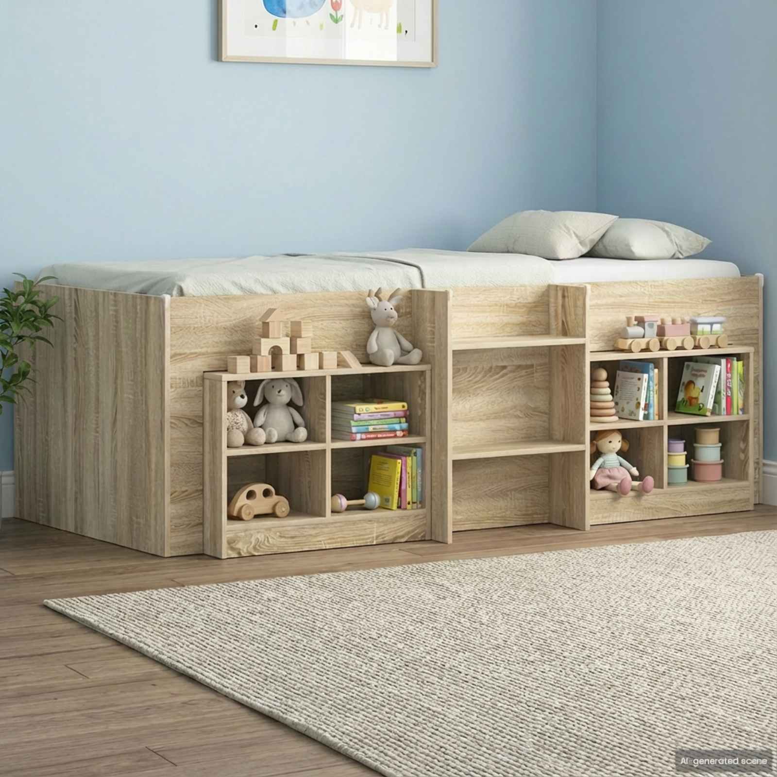 Armoire de lit avec étagère 2 pcs Chêne Sonoma 66 x 33 x 48 cm - XIOS