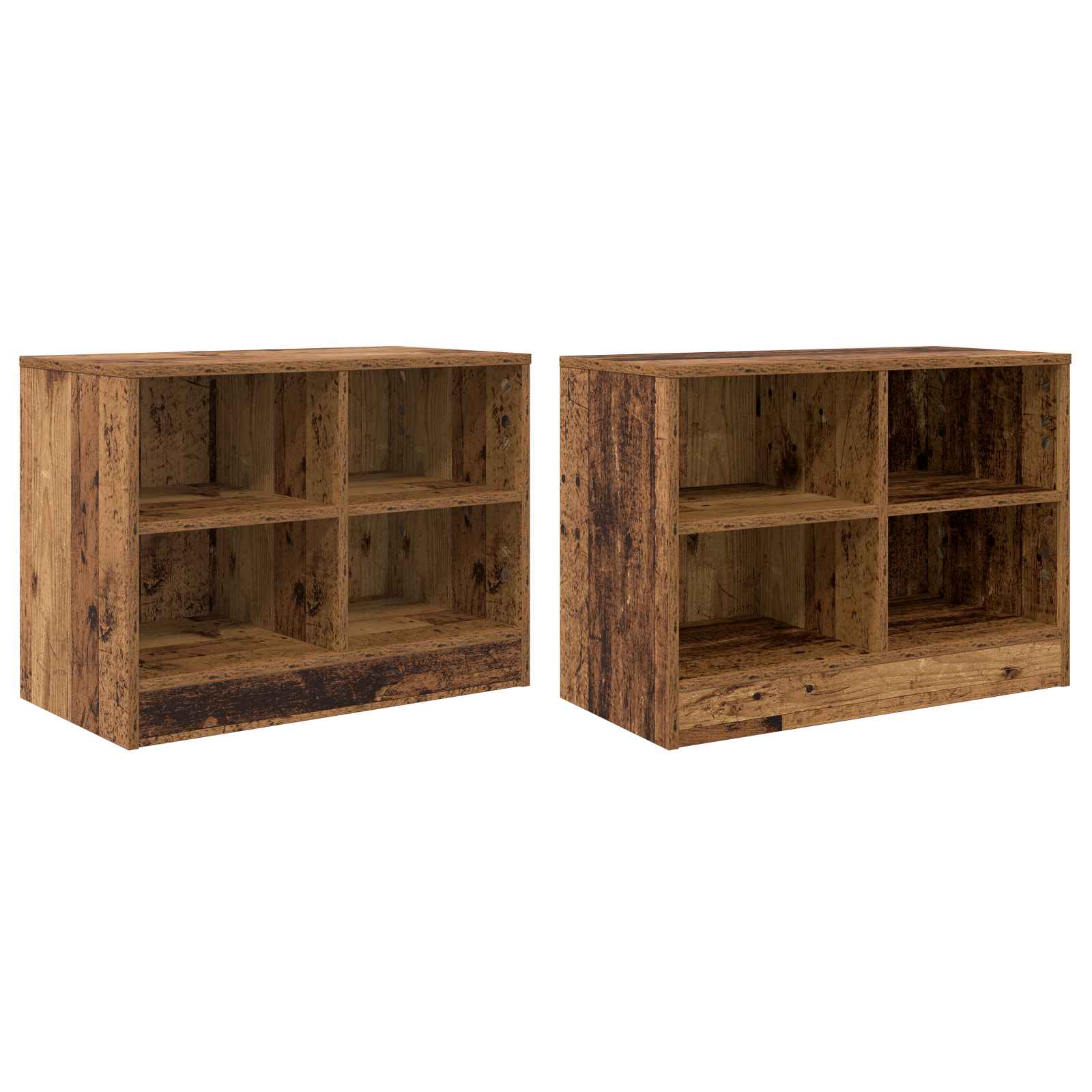 Armoire de lit avec étagère 2 pcs Bois ancien 66 x 33 x 48 cm - XIOS