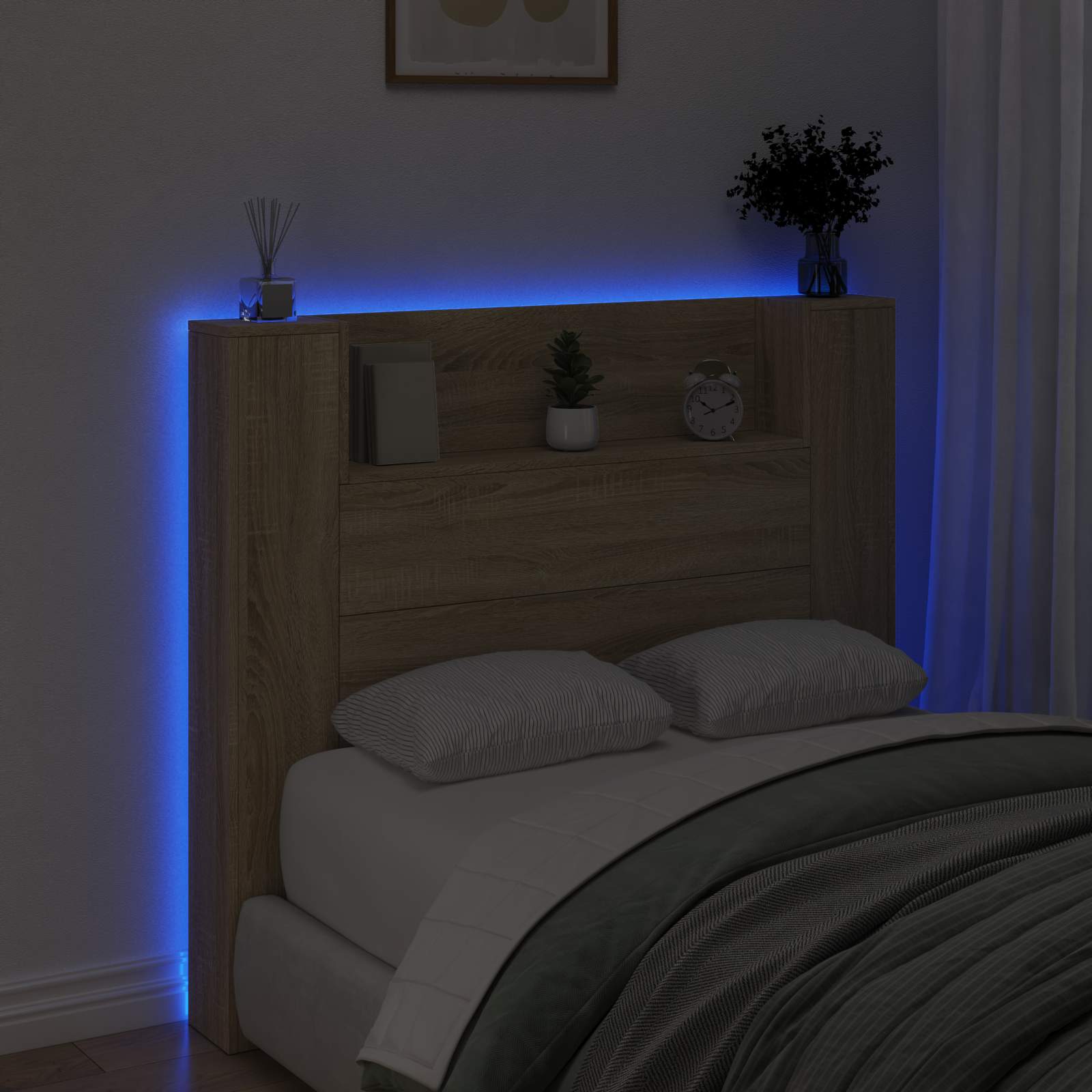 Cabinet de Tête de Lit avec LED Sonoma 120 x 16,5 x 103,5 cm - XIOS