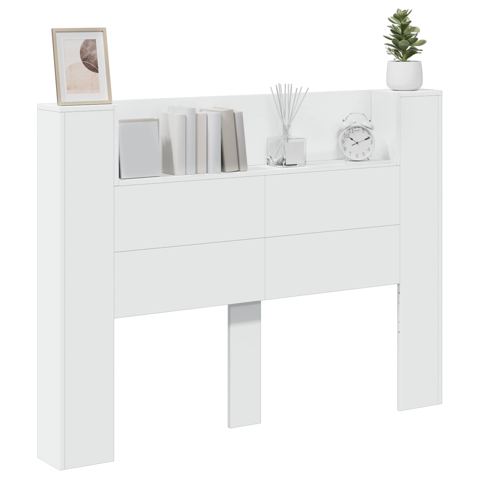 Cabinet de Tête de Lit avec LED Blanc 140 x 16,5 x 103,5 cm - XIOS