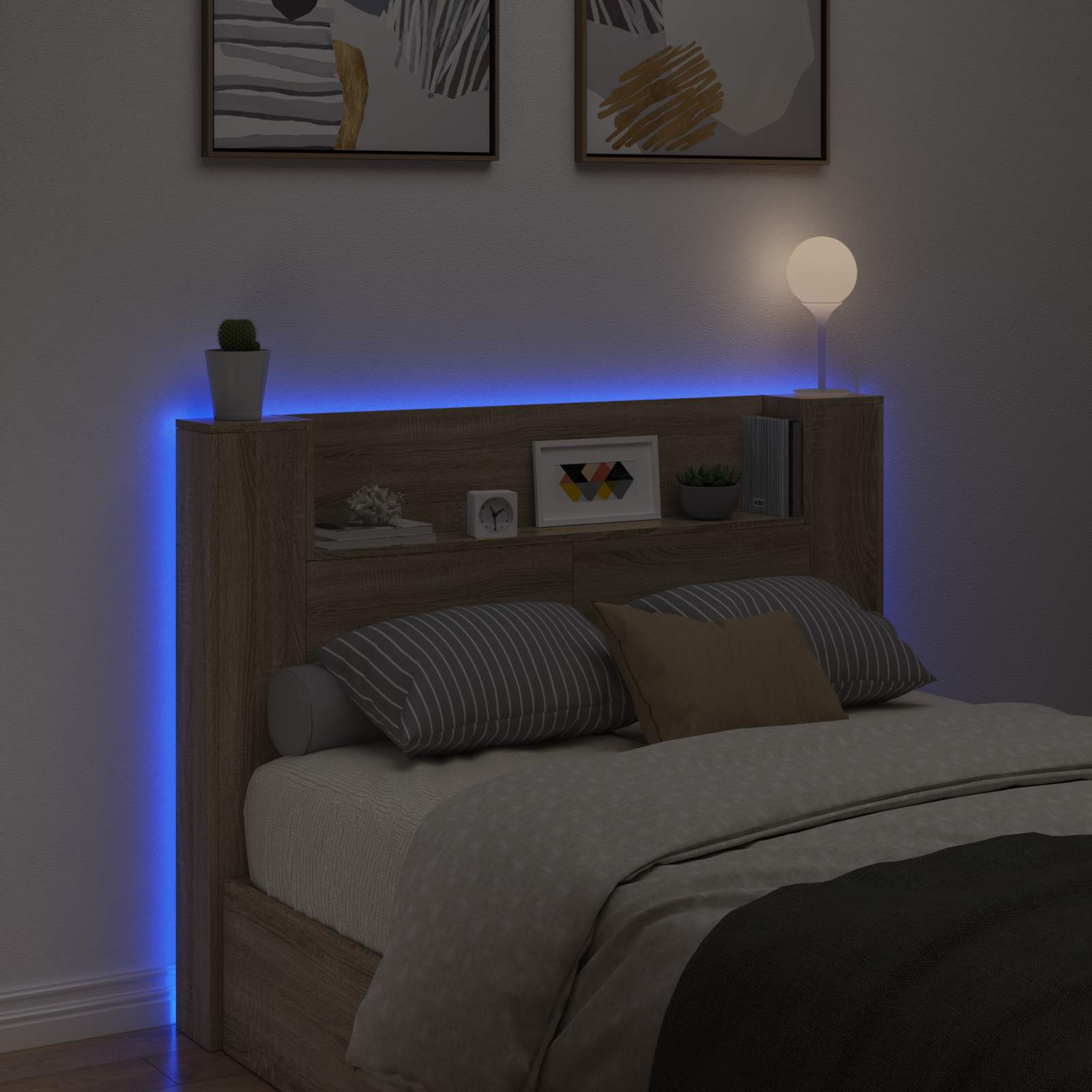 Cabinet de Tête de Lit avec LED Sonoma 140 x 16,5 x 103,5 cm - XIOS