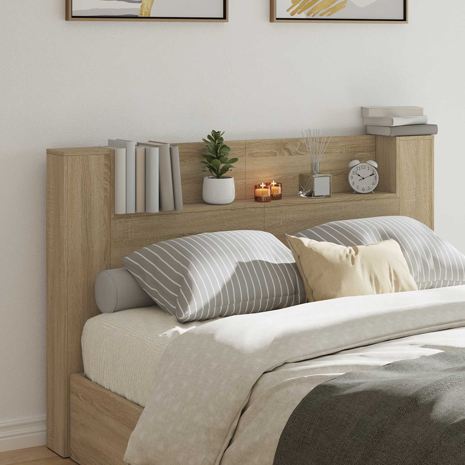 Cabinet de Tête de Lit avec LED Sonoma 160 x 16,5 x 103,5 cm - XIOS