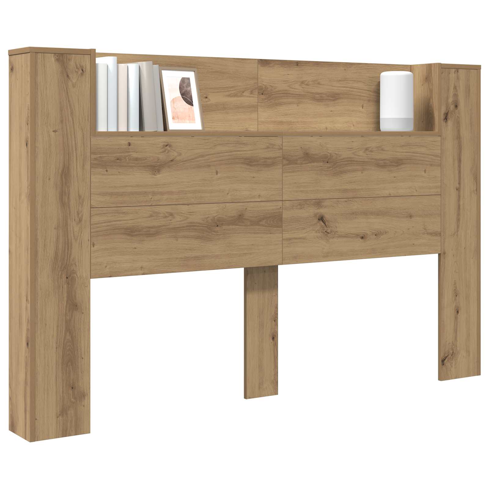 Cabinet de Tête de Lit avec LED avec étagère Chêne Artisanal - XIOS