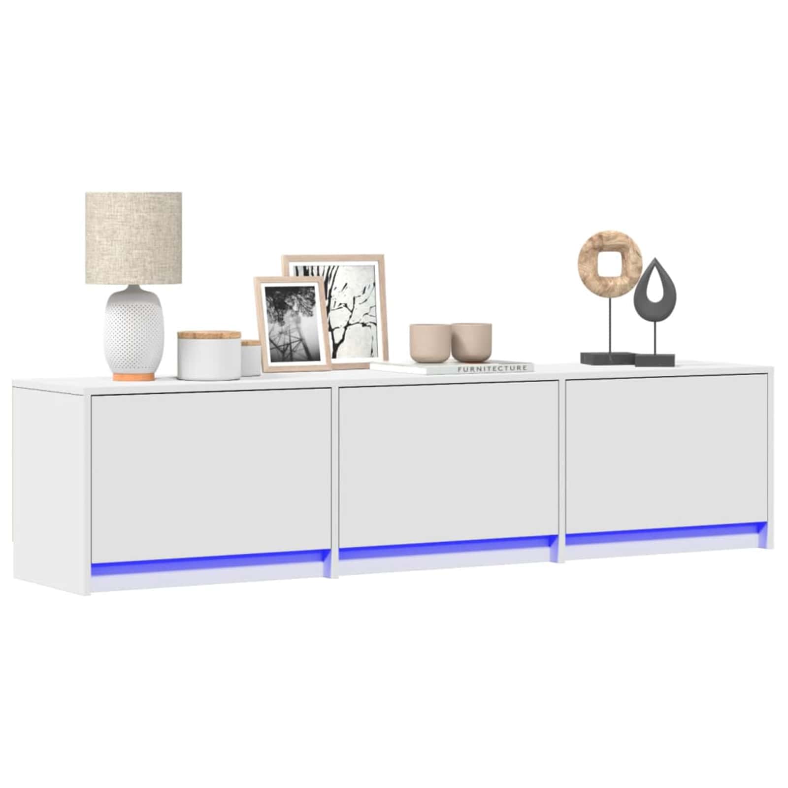 Meuble TV avec LED Blanc 165 x 34 x 40 cm Bois d'ingénierie - XIOS