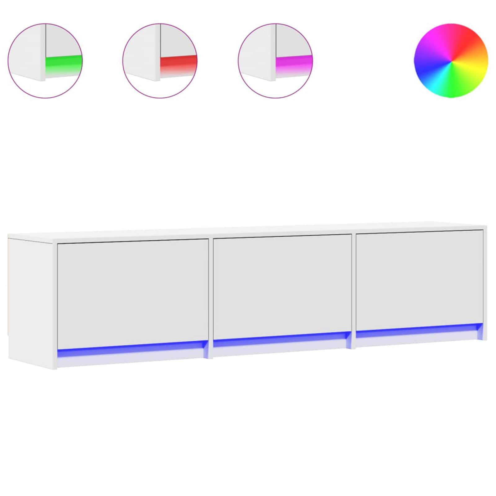 Meuble TV avec LED Blanc 165 x 34 x 40 cm Bois d'ingénierie - XIOS