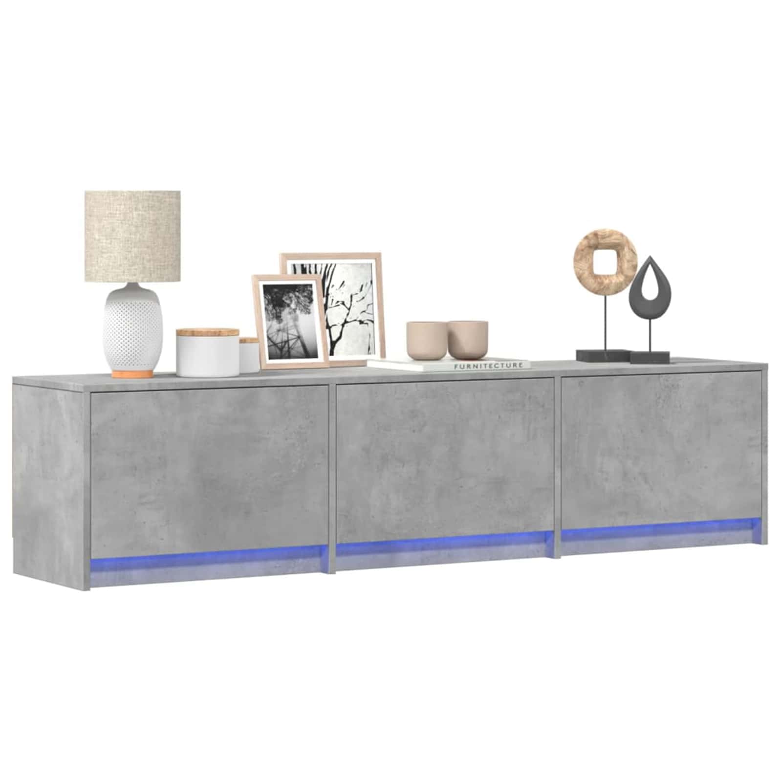 Meuble TV avec LED Béton 165 x 34 x 40 cm Bois d'ingénierie - XIOS
