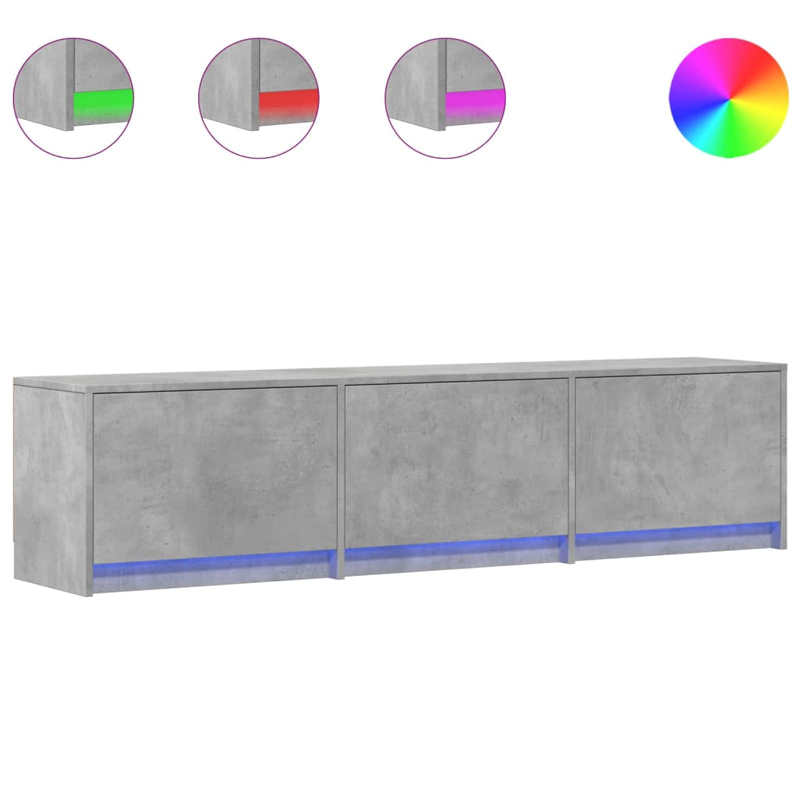 Meuble TV avec LED Béton 165 x 34 x 40 cm Bois d'ingénierie - XIOS