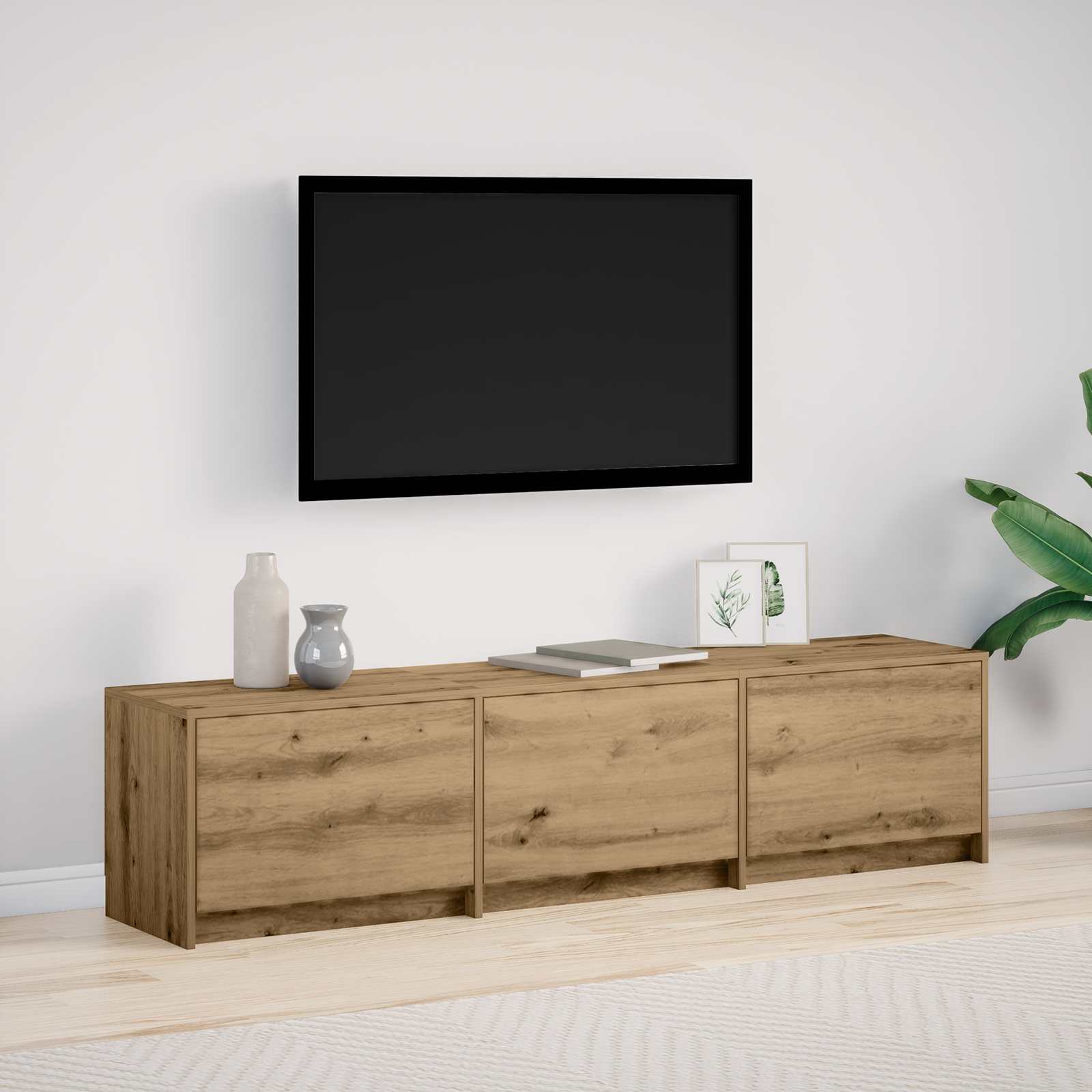 Meuble TV Chêne artisanal 165 x 34 x 40 cm Bois d'ingénierie - XIOS