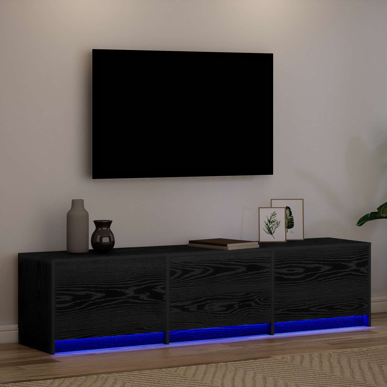 Meuble TV Chêne noir 165 x 34 x 40 cm Bois d'ingénierie - XIOS