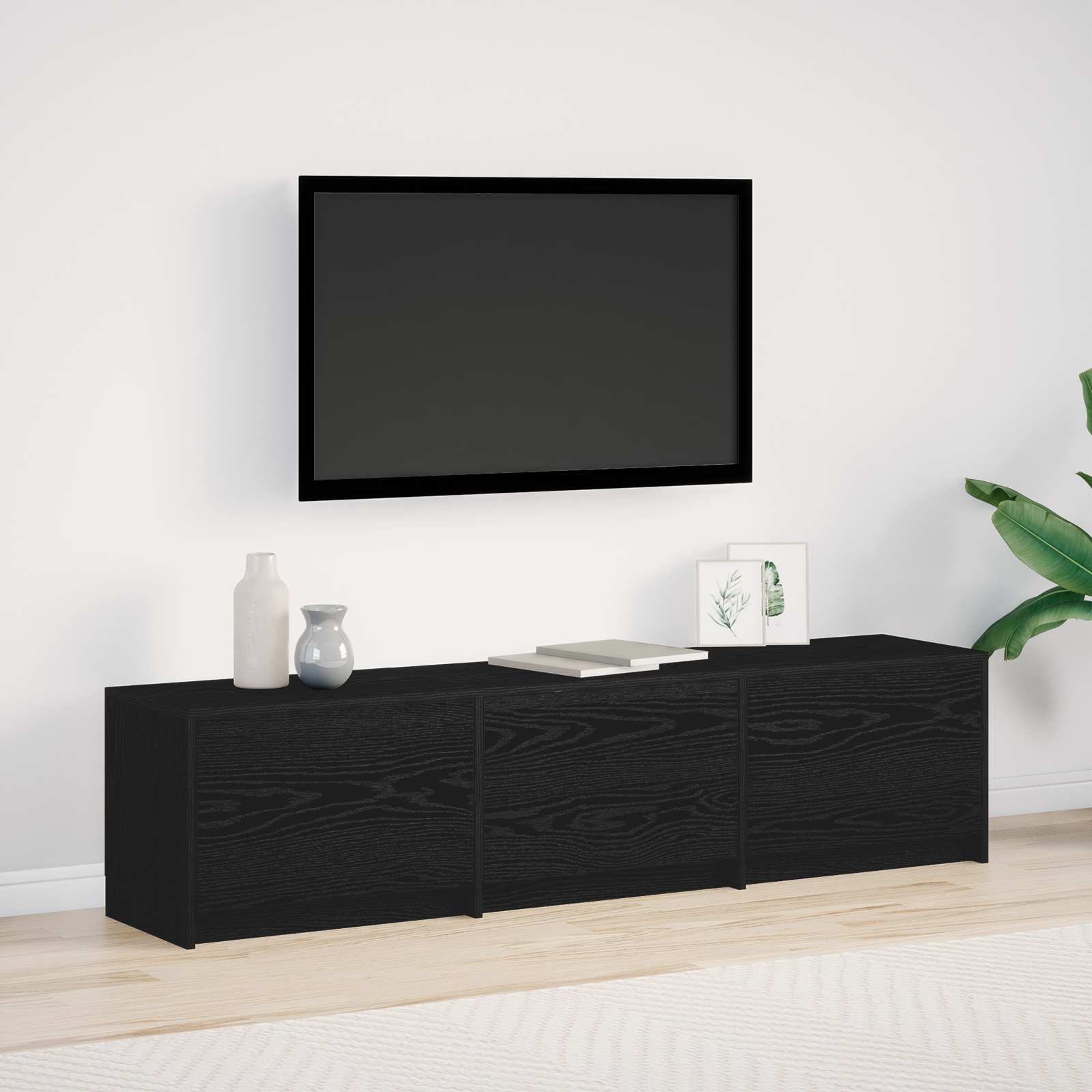 Meuble TV Chêne noir 165 x 34 x 40 cm Bois d'ingénierie - XIOS